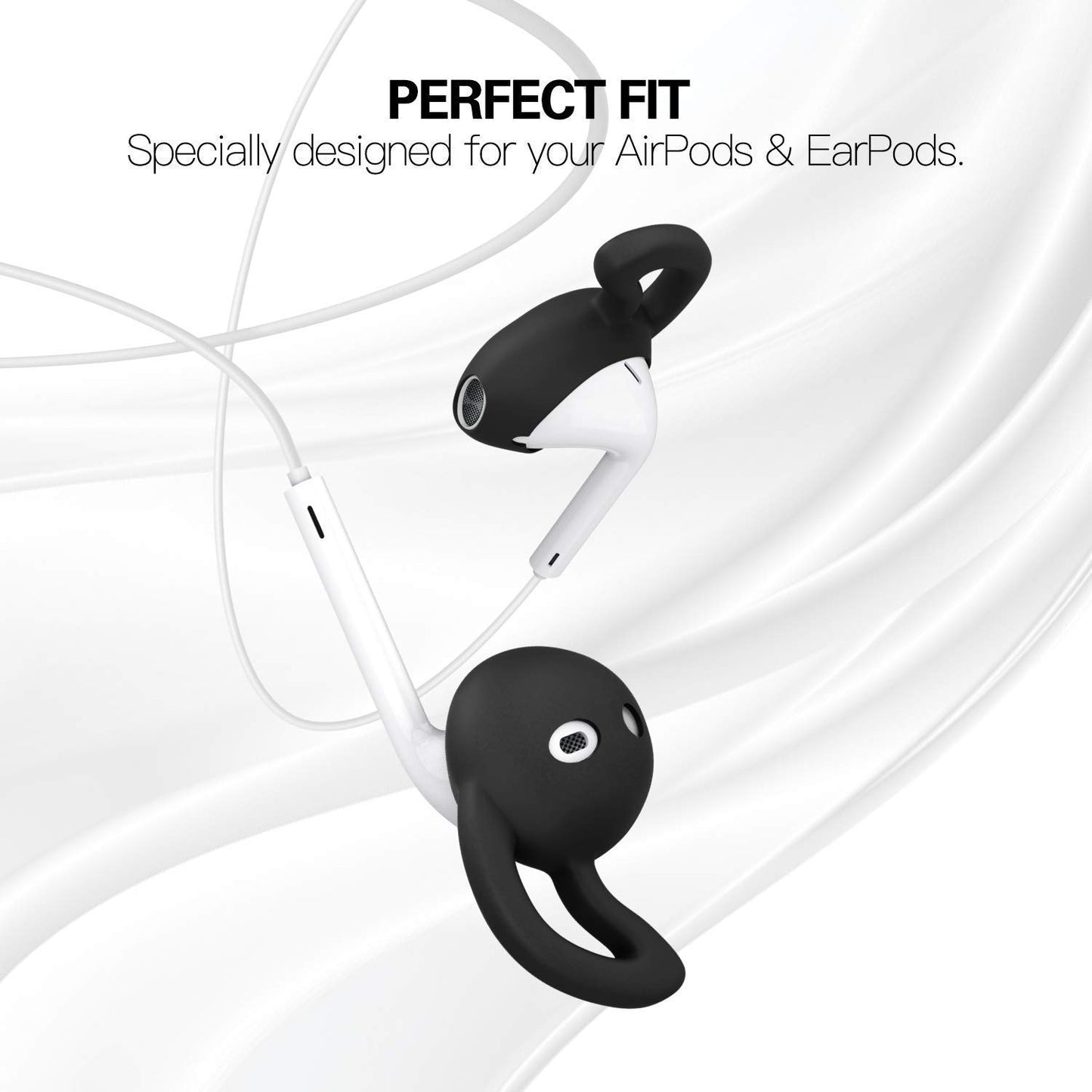 OneCut 5 Pairs Silicone Ear Tips Compatible for AirPods 1&2 - Soft Anti-Slip Sport Earbud Tips, Anti-Drop Ear Hook Gel Headphones Earphones Protective