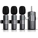 3 in 1 Wireless Lavalier Microphone for iPhone, iPad, Android, Camera,12-Hour Battery, mini Noise Reduction Recording Mic 2.4G Ultra-Low Delay