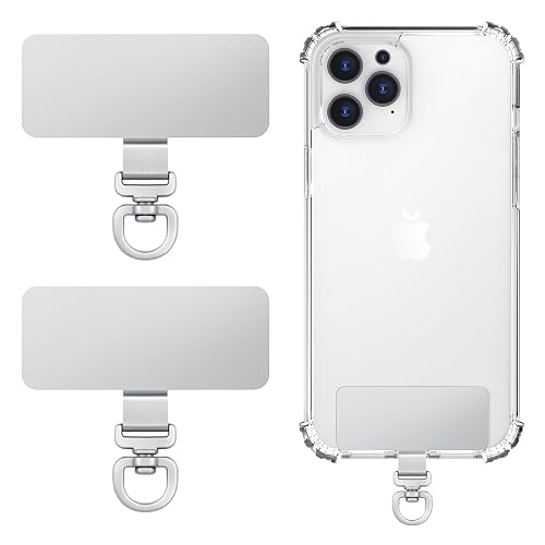 MoKo 2 Pack Metal Phone Tether Tabs, Rotatable 360° Phone Lanyard Patch, Rectangle Tether Tab for Most Full Coverage Cases, Universal Cellphone Strap