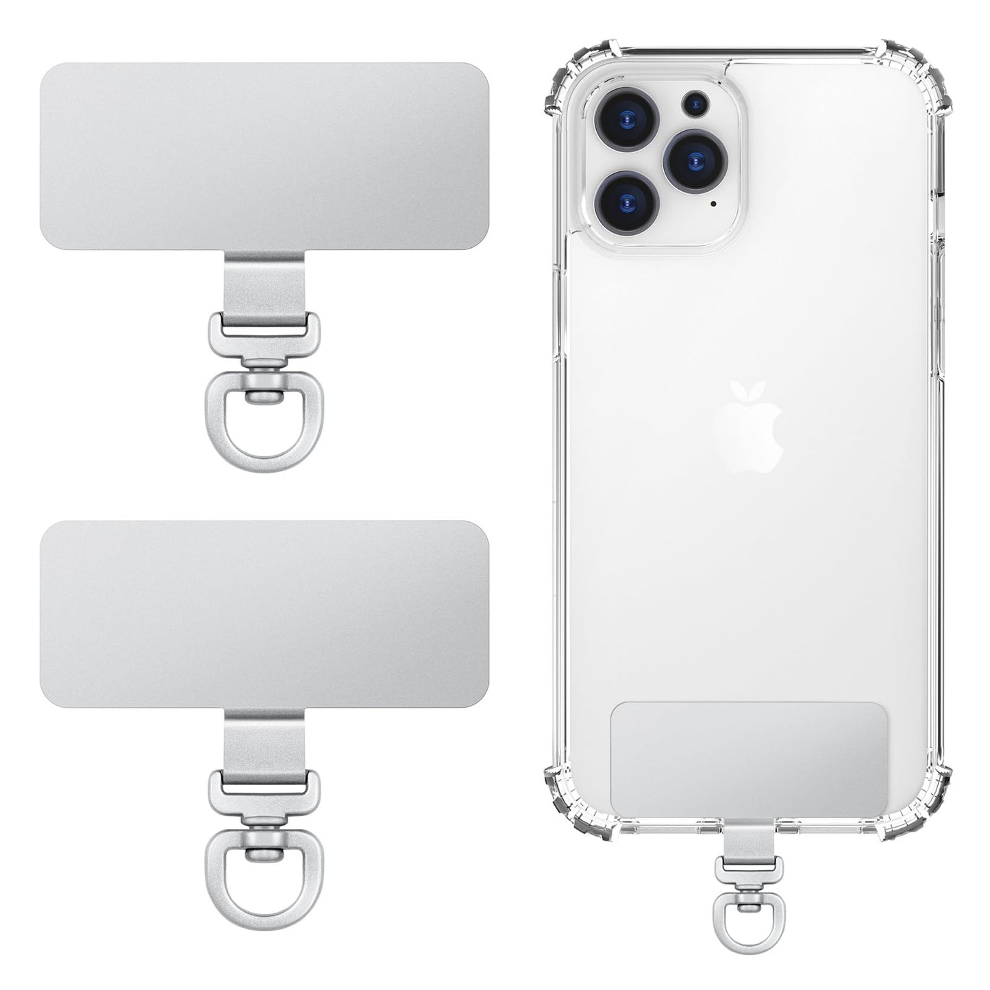 MoKo 2 Pack Metal Phone Tether Tabs, Rotatable 360° Phone Lanyard Patch, Rectangle Tether Tab for Most Full Coverage Cases, Universal Cellphone Strap