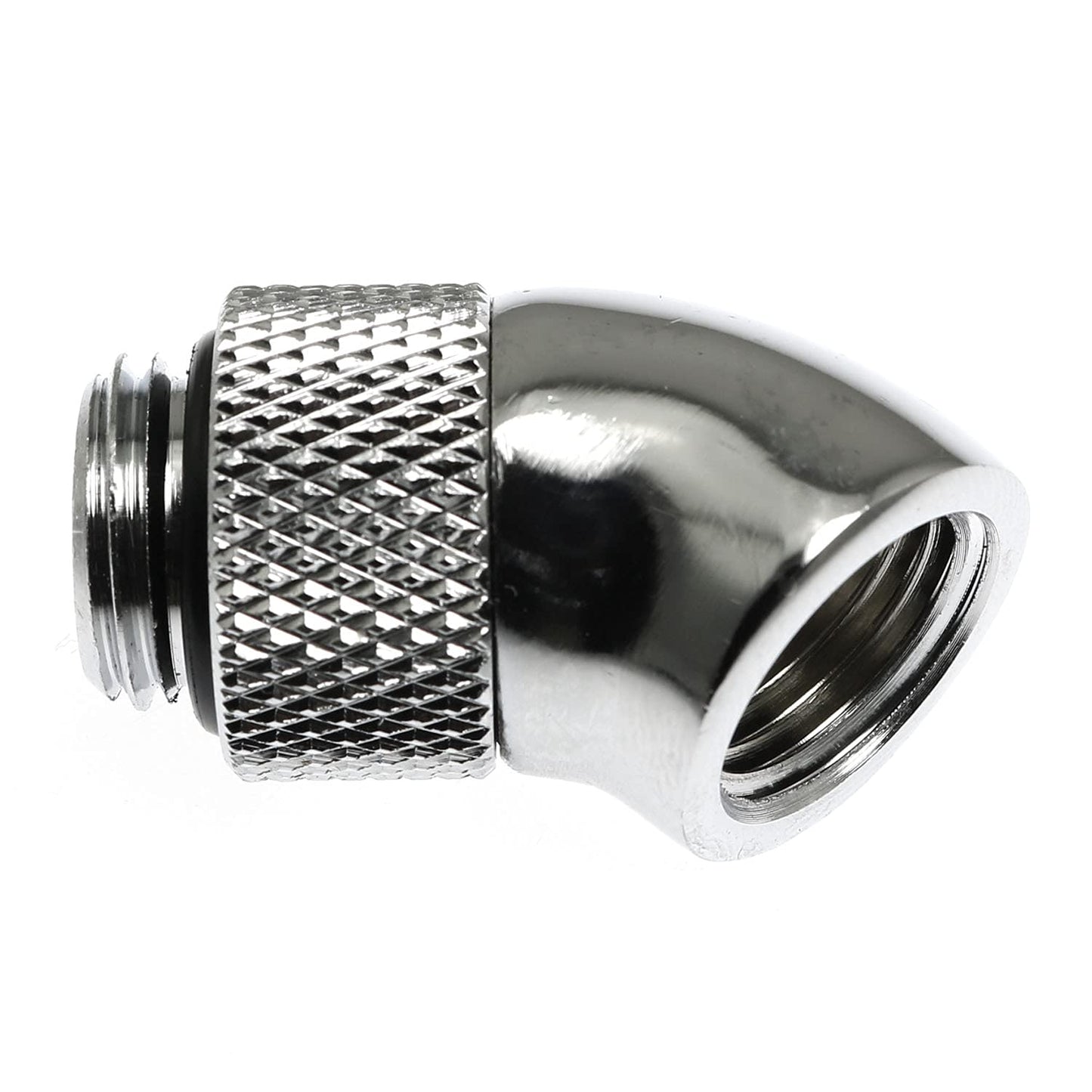 RLECS 45 Degree Angled Elbow 2PCS G1/4" 45 Degree Silver Male to Female Water Cooling Rotary Adapter Connector Rotary Extender Fitting for Computer