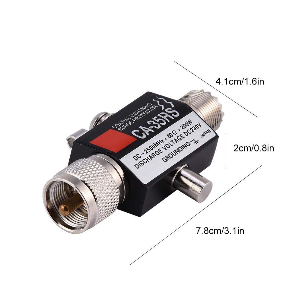 Tosuny CA-35RS 50? 200W Coaxial Lightning Surge Protector/Arrestor DC 230V Full Lightning Protection Male to Female UHF/UHF Connector