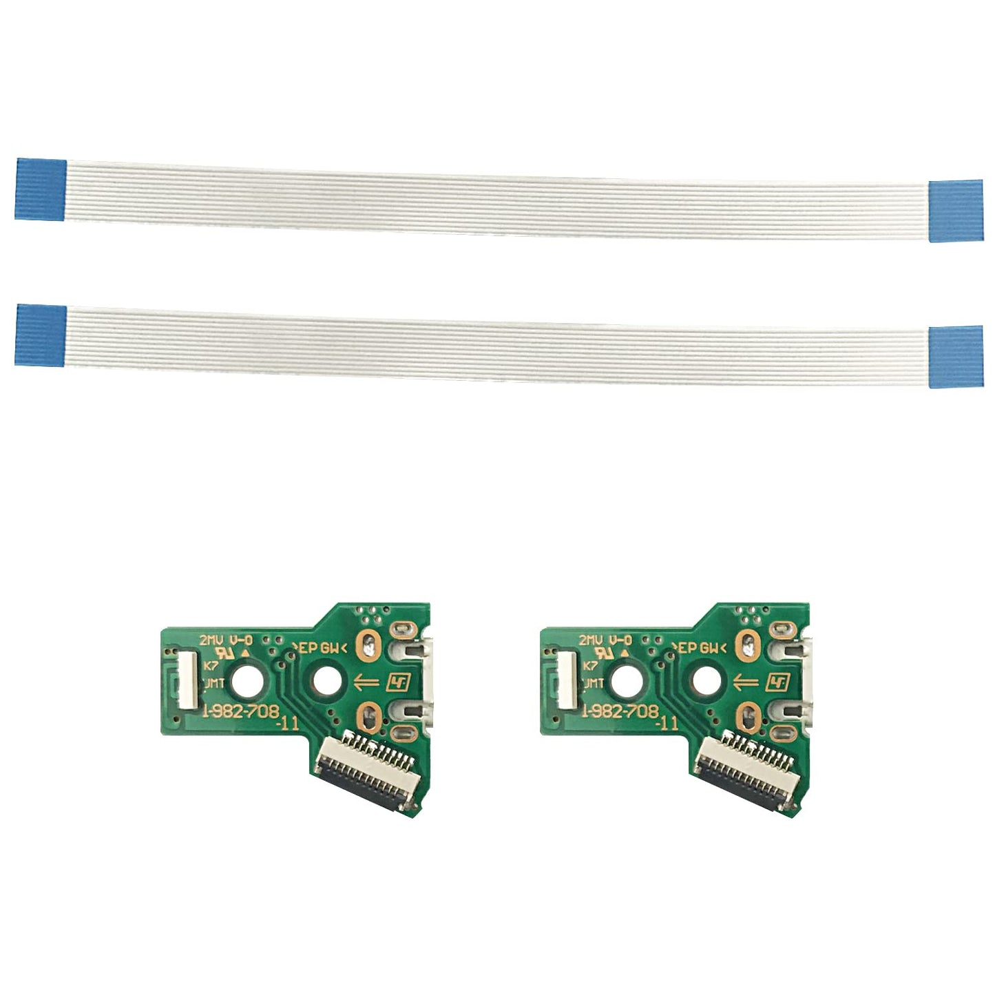 FainWan 2pcs J-D-S-055 Replacement Charging Port Assembly 12 Pin for PS4 DualShock 4, Micro USB Adaptor Charger Socket Board Connector Module