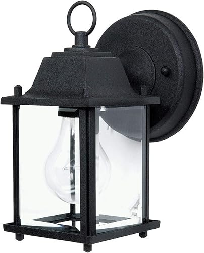 Capital Lighting HomePlace 9850BK Transitional Antique Glass Outdoor Wall Lantern, 1-Light 60 Watt, 8" H x 5" W, Black