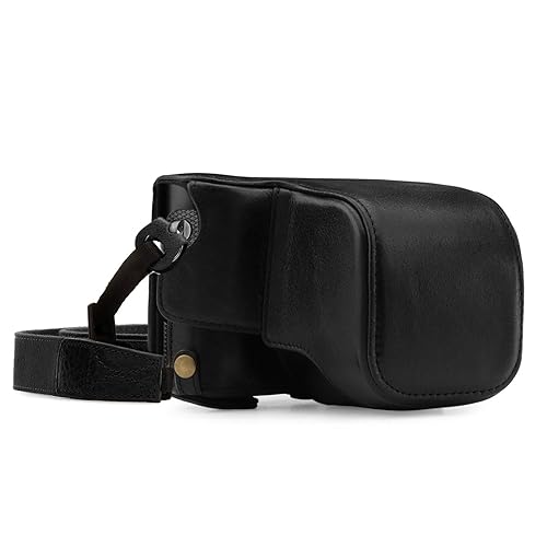 Mega Gear MG1402 Leica Q-P, Q (Typ 116) Ever Ready Genuine Leather Camera Case and Strap, with Battery Access, Black