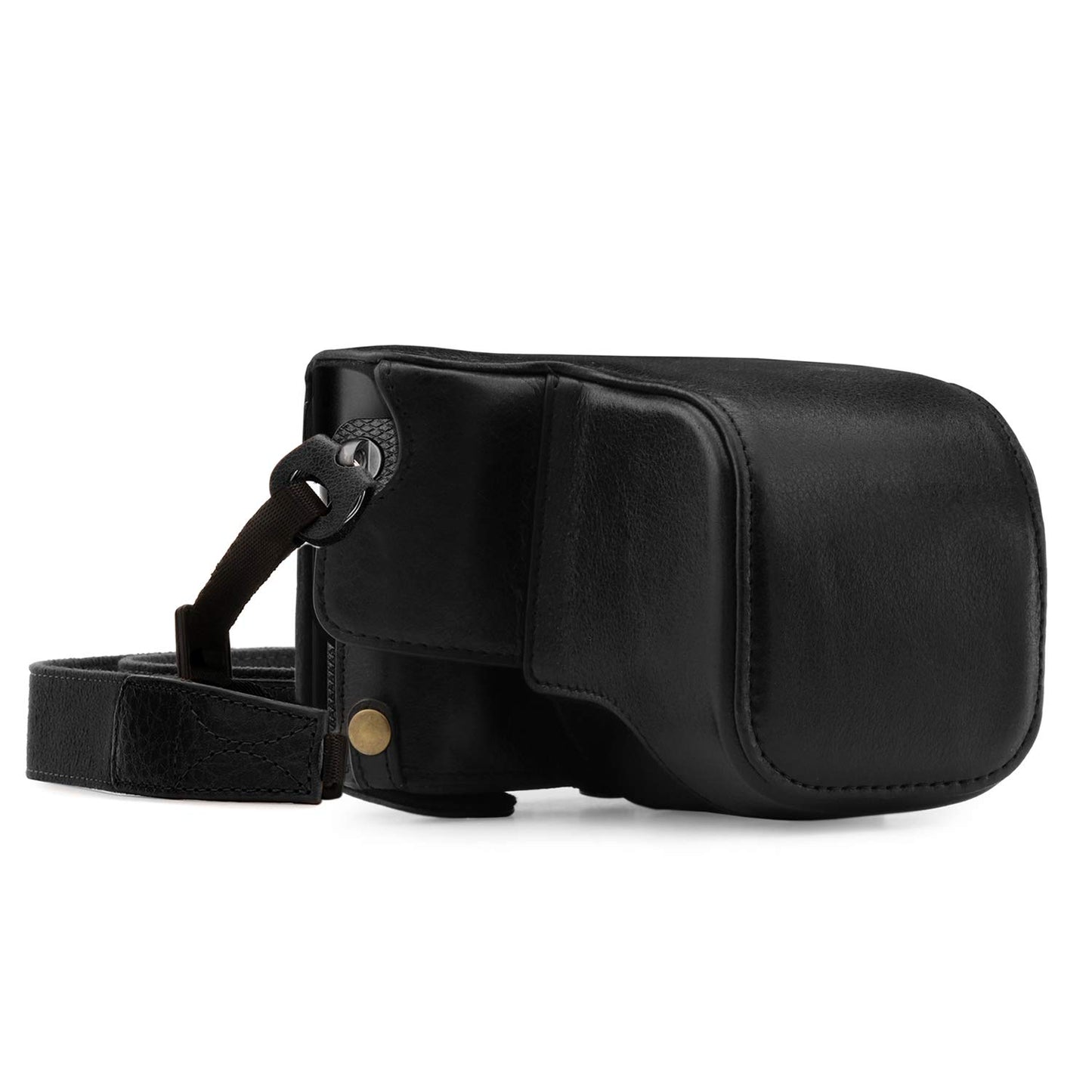 Mega Gear MG1402 Leica Q-P, Q (Typ 116) Ever Ready Genuine Leather Camera Case and Strap, with Battery Access, Black