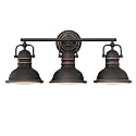 Westinghouse 6116200 Boswell Vintage-Style Three-Light Indoor Vanity Light Fixture, Oil Rubbed Bronze Finish with Highlights, Frosted Prismatic