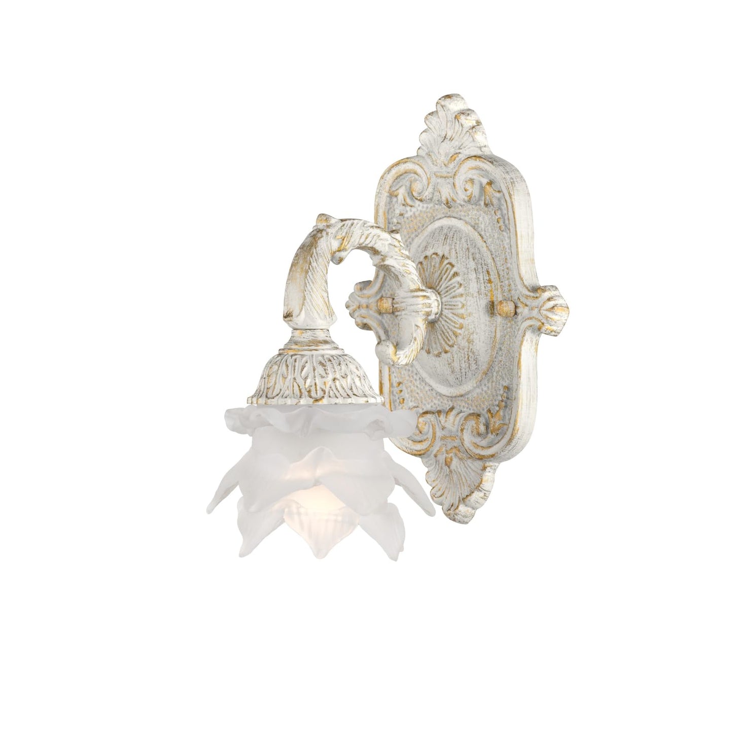 Crystorama Paris Market 1 Light Antique White Sconce with Sconce with Glass Shade