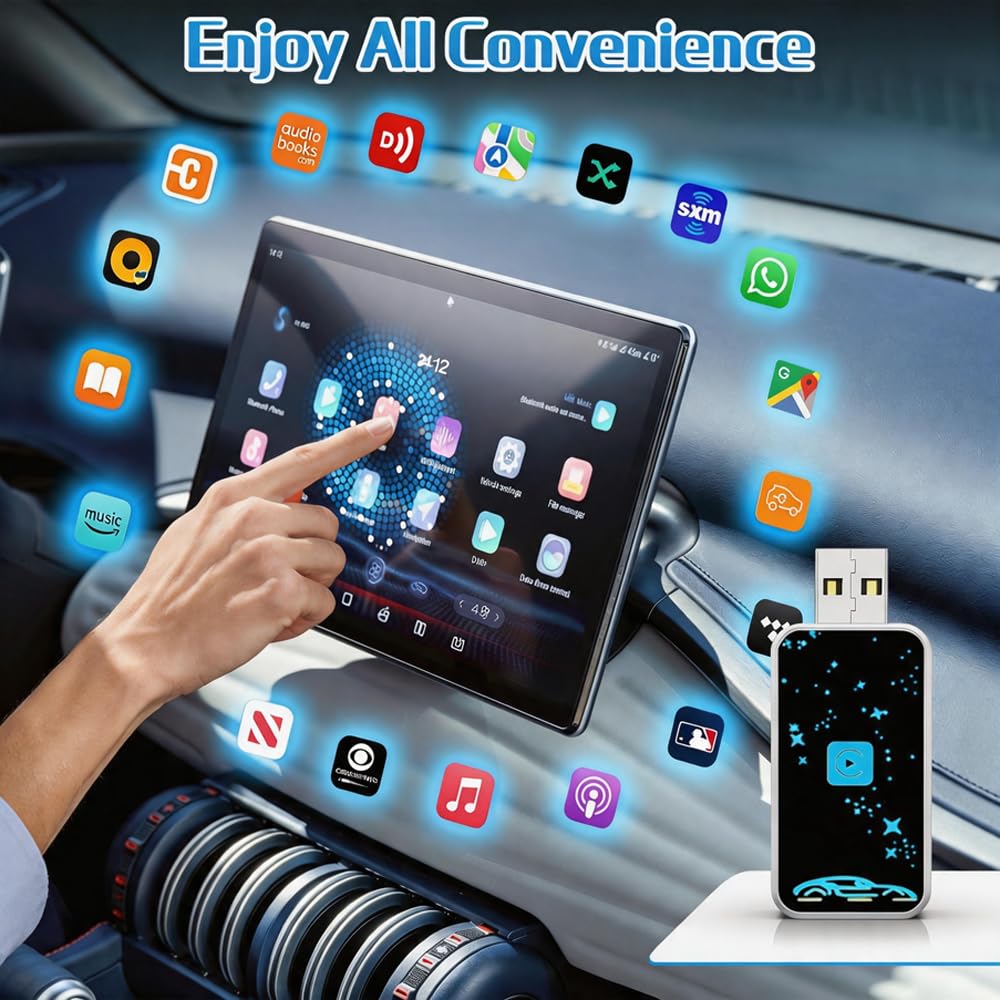 Mini Wireless Carplay Adapter for Apple for iPhone, 2026 Upgraded Convert Wired to Wireless Car Play Adapter,Fast Auto-Connect & No Latency