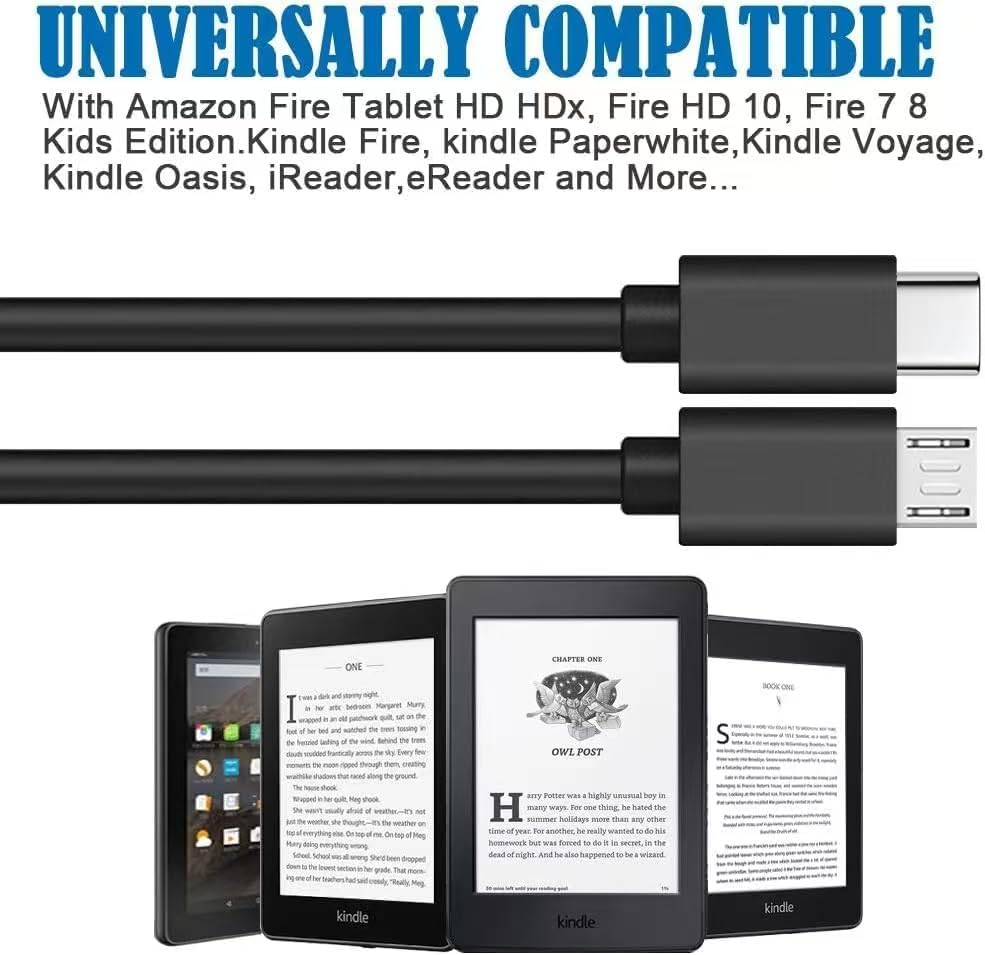 Fast Charger for Amazon Fire Tablet,2Pack 10Ft Long Micro USB Cable USB C Charging Wire for Kindle Paperwhite,Charger Cord for All Generation Fire HD