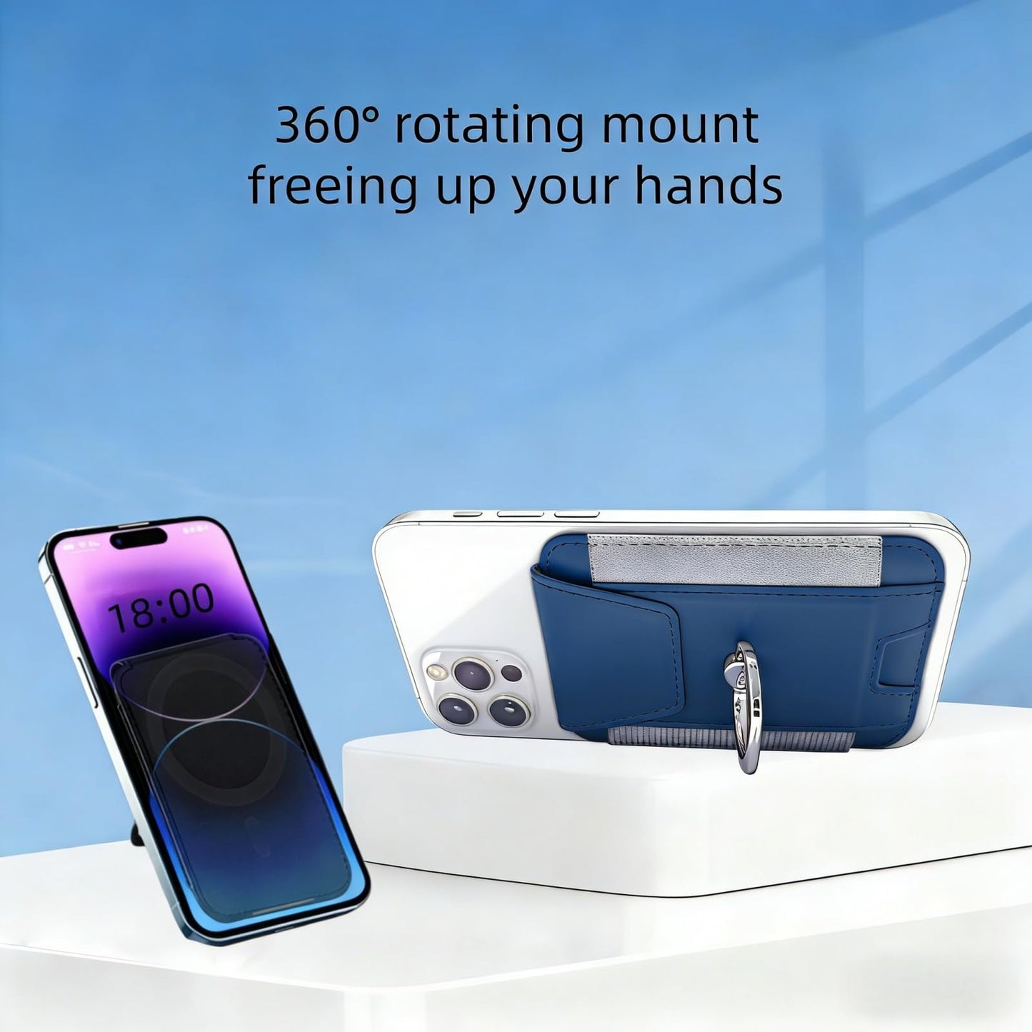 UPEWEFI for Magsafe Wallet, Slim Magnetic Card Wallet with Grip, 7 Cards Holder RFID Blocking, Ring Stand Stick on Wallet with Privacy Flap (Deep