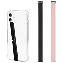 C-Shaped Silicone Clip Finger Phone Grip Strap - Reusable Stretchy Loop Holder for iPhone & Samsung Cases, Black + Pink