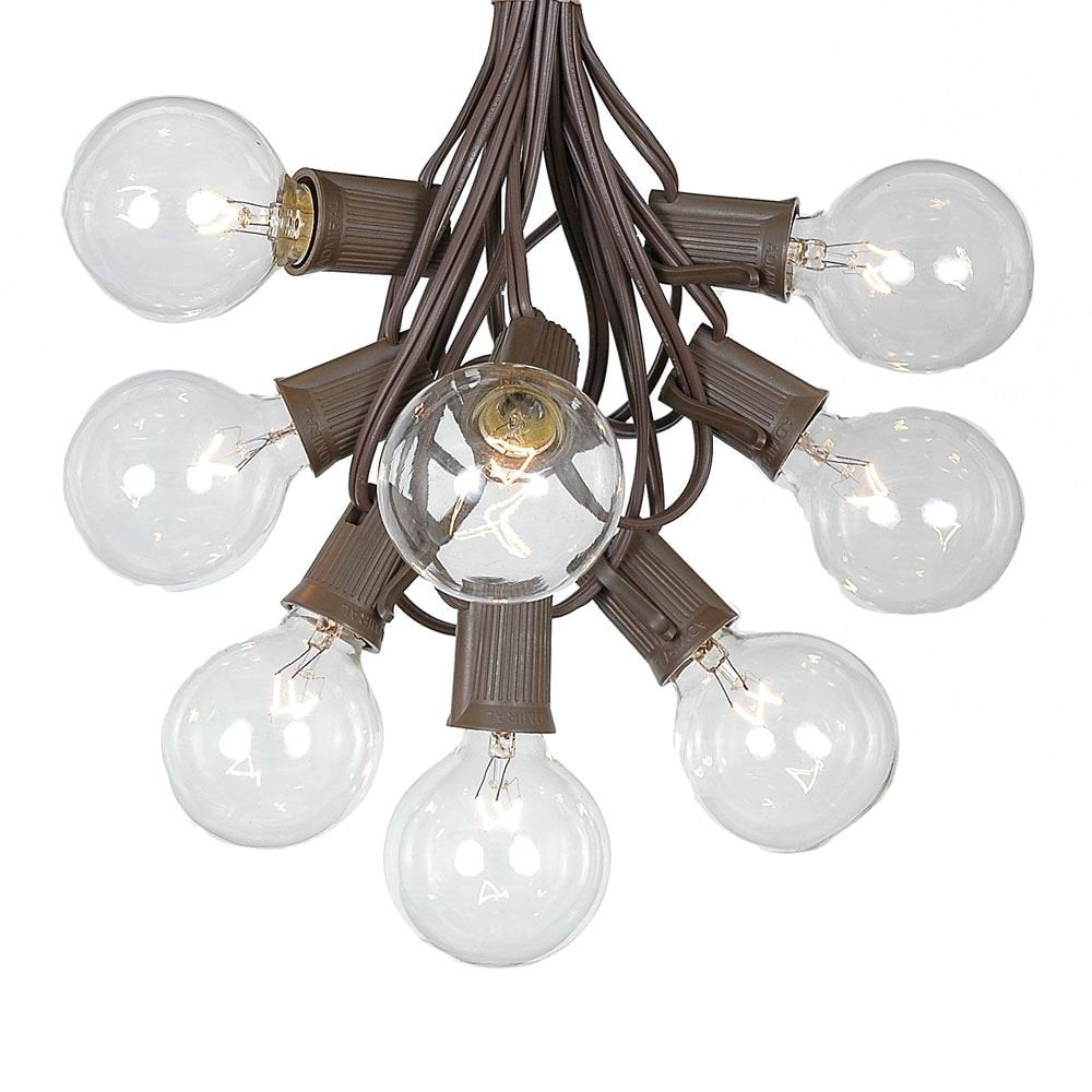 G50 Patio String Lights with 125 Clear Globe Bulbs - Outdoor String Lights - Market Bistro Café Hanging String Lights - Patio Garden Umbrella Globe