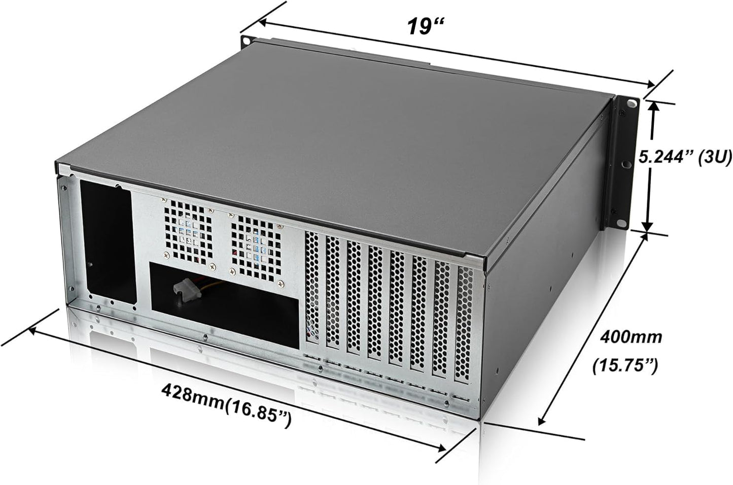 RackChoice 3U Server Chassis Rackmount Case with 3x5.25+4x3.5 Support ATX/MATX/MiniITX M/B and SFX Power Supply, dust Filter Bracket infront Easy