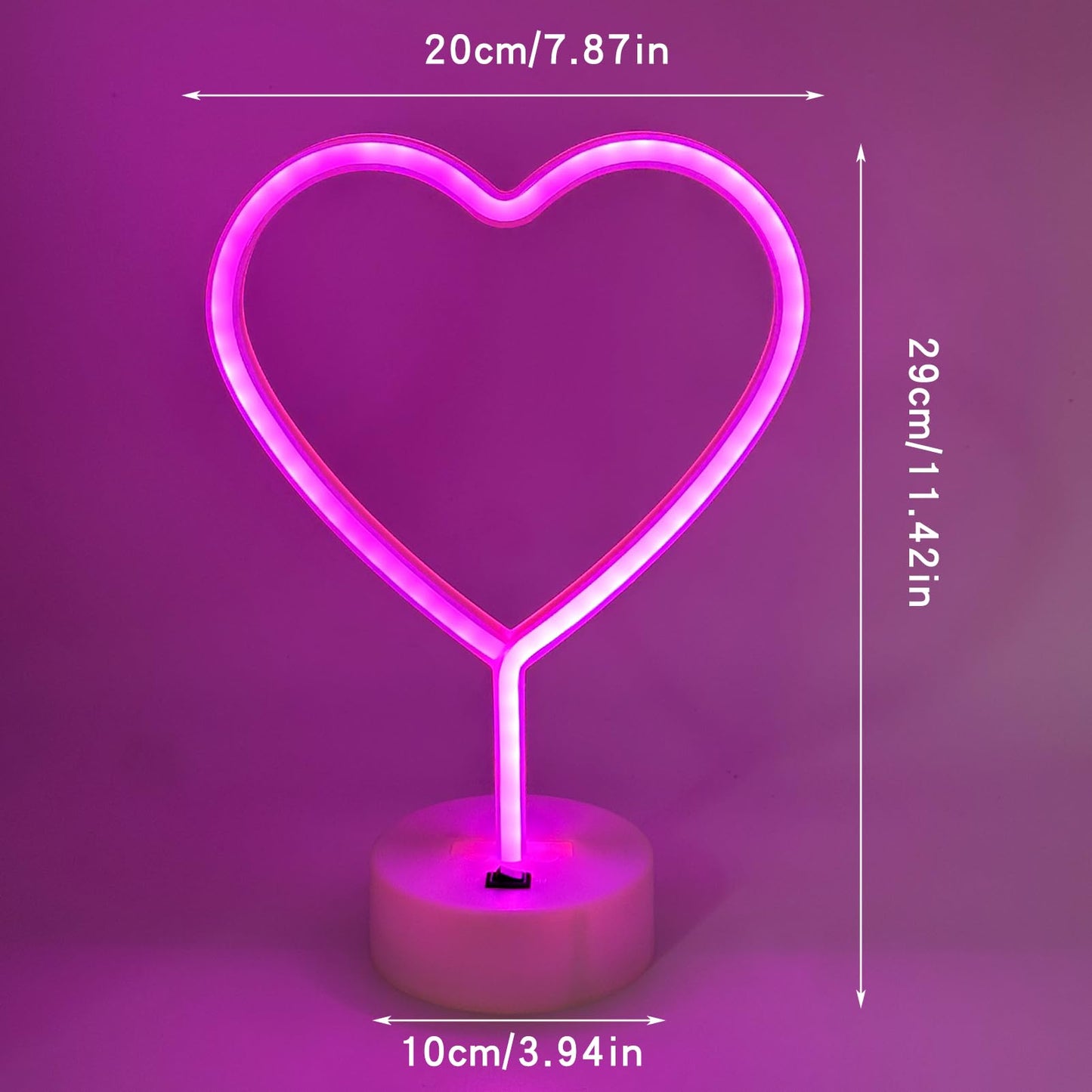 EMINGSKY Red & Pink Heart Neon Signs 2 Pack, LED Wall Light for Room Decor