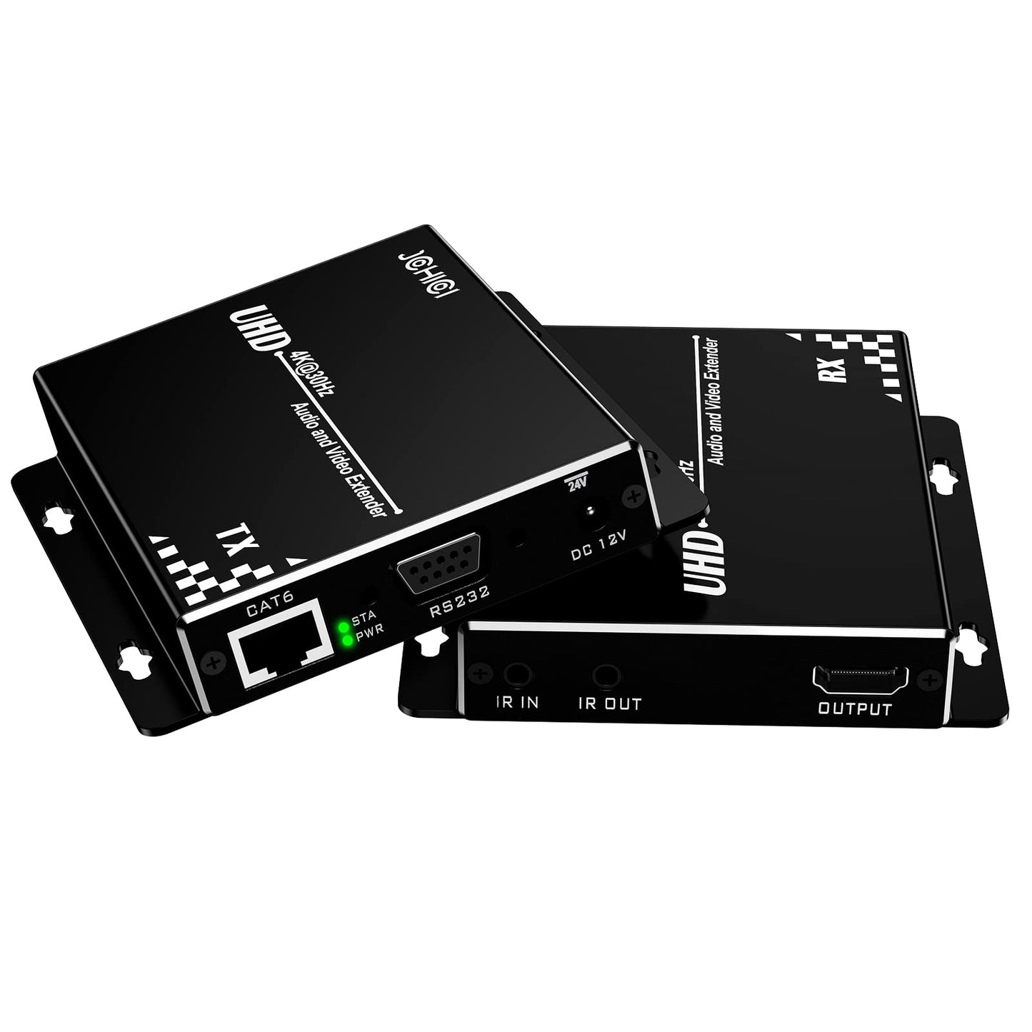 HDBasT HDMI Extender Over Cat5e/6 Ethernet up to 100m(328fts),JCHICI UHD 4K 60Hz (4:2:0 8-bit) with Bi-Directional IR, PoC and RS 232, Lossless