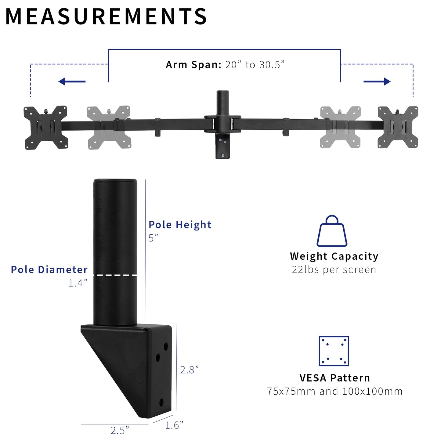 VIVO Premium Dual 21 to 32 inch LCD LED Monitor Wall Mount, Heavy Duty Telescoping Arms, Flush Wall Setup, Fits 2 Screens, Black, MOUNT-TS32B
