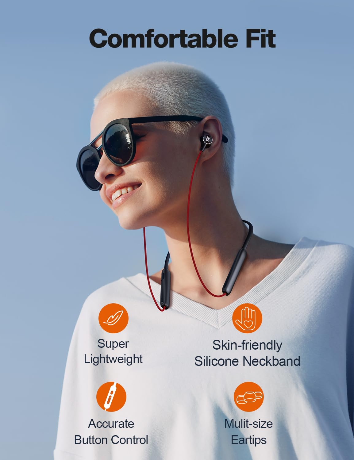 Rythflo Bluetooth Headphones,V5.2 Wireless Bluetooth Earbuds w/Mic in-Ear Magnetic Neckband Earphone 30Hrs Playtime, IPX7 Sweatproof Deep Bass Headset