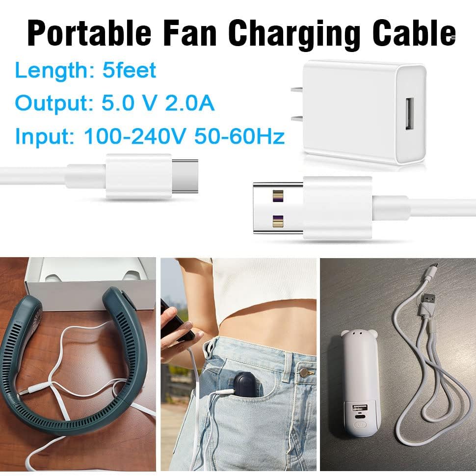 USB C Fan Charger Cable for JISULIFE Handheld Mini Fan,WiHoo Fa-n, CIVPOWER Neck Fa-n,HomeLifairy Fa-n,FrSara, Bladeless, SWEETFULL Replacement
