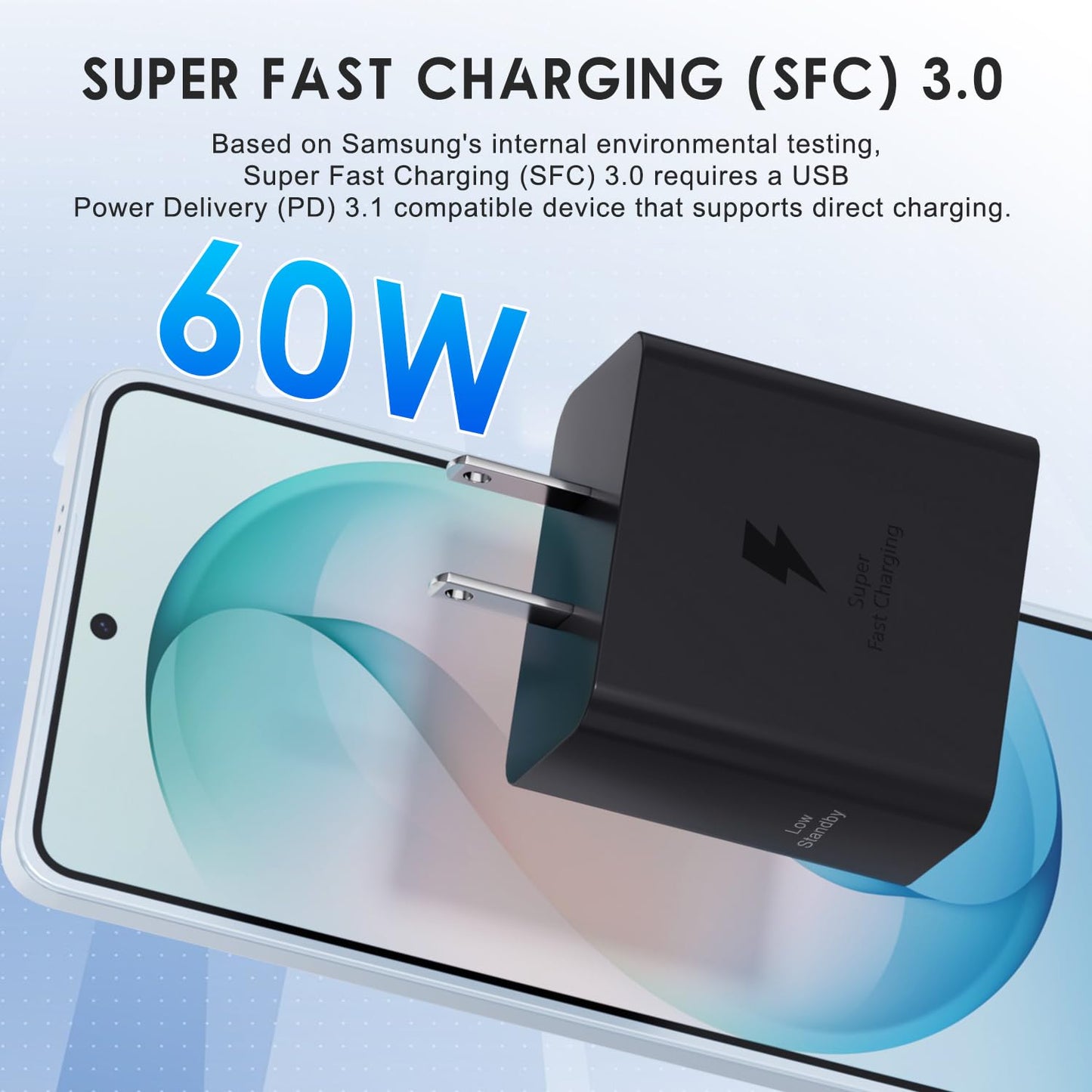 Samsung 60W USB C Fast Charging Block Type C Wall Plug Charging Brick for Galaxy S26 S25 Ultra/S25/S25+/S24 Ultra/S24/S24+/S23/S23 Ultra/S23 Plus,Note