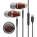 Symphonized iPhone Earphones Wired Deep Bass Sound, 3D Sound, Microphone Volume Control, Noise Isolation, Bubinga Wooden with Lightning (Apple MFI