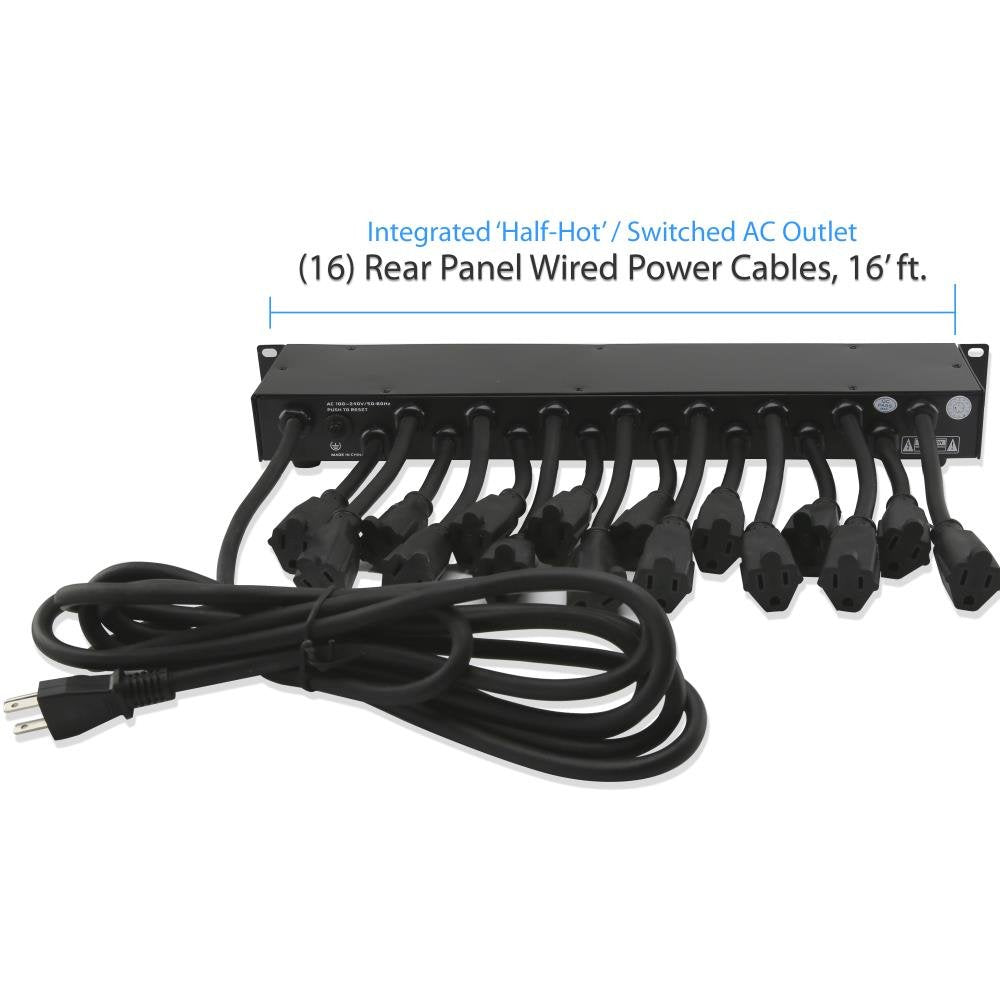 Pyle 19 Outlet 1U 19" Rackmount PDU Power Distribution Supply Center Conditioner Strip Unit Surge Protector 15 Amp Circuit Breaker USB Multi Device