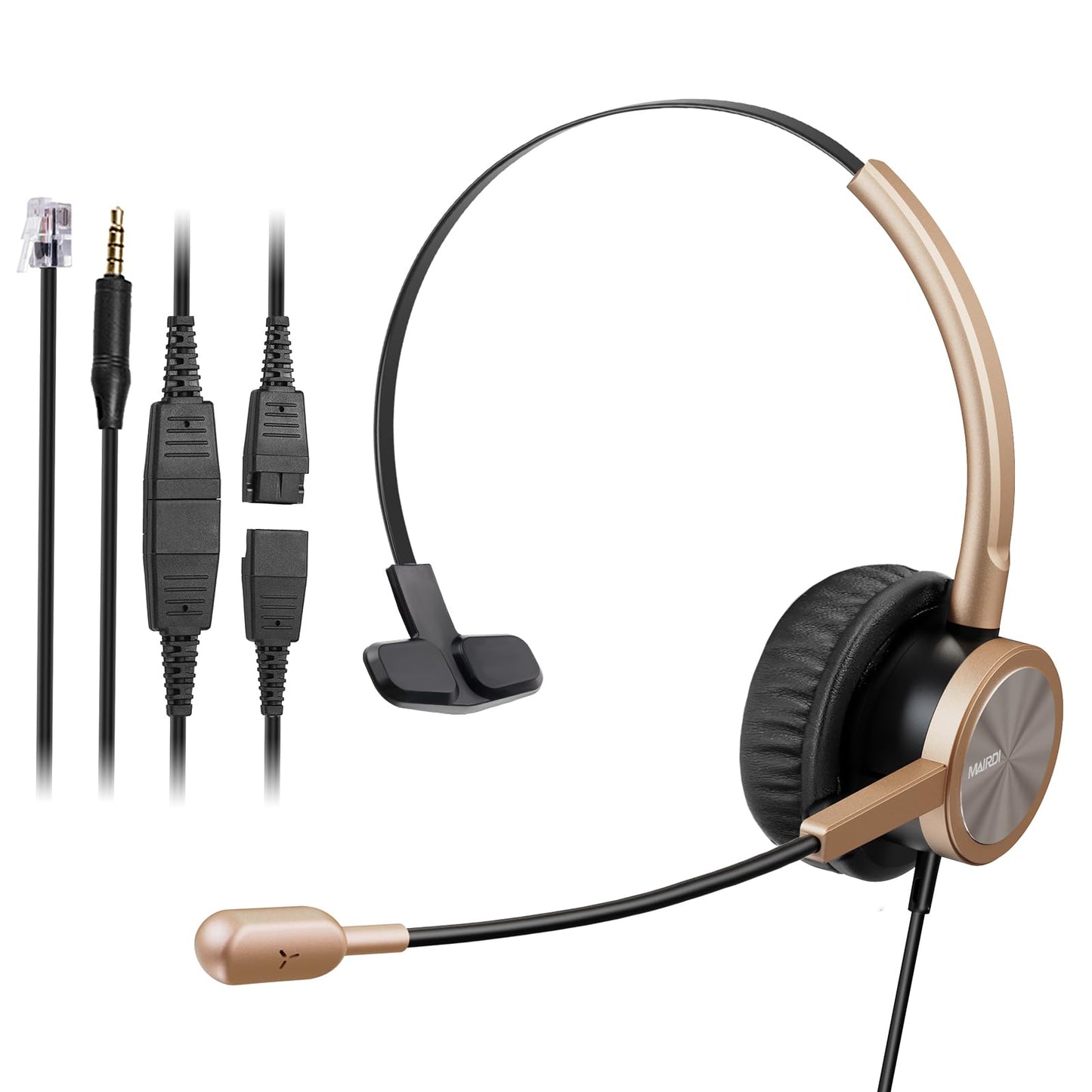 Telephone Headset with RJ9 for Cisco Phone Call Center Headset with Noise Cancelling Microphone with Extra 3.5mm Connector for Mobiles