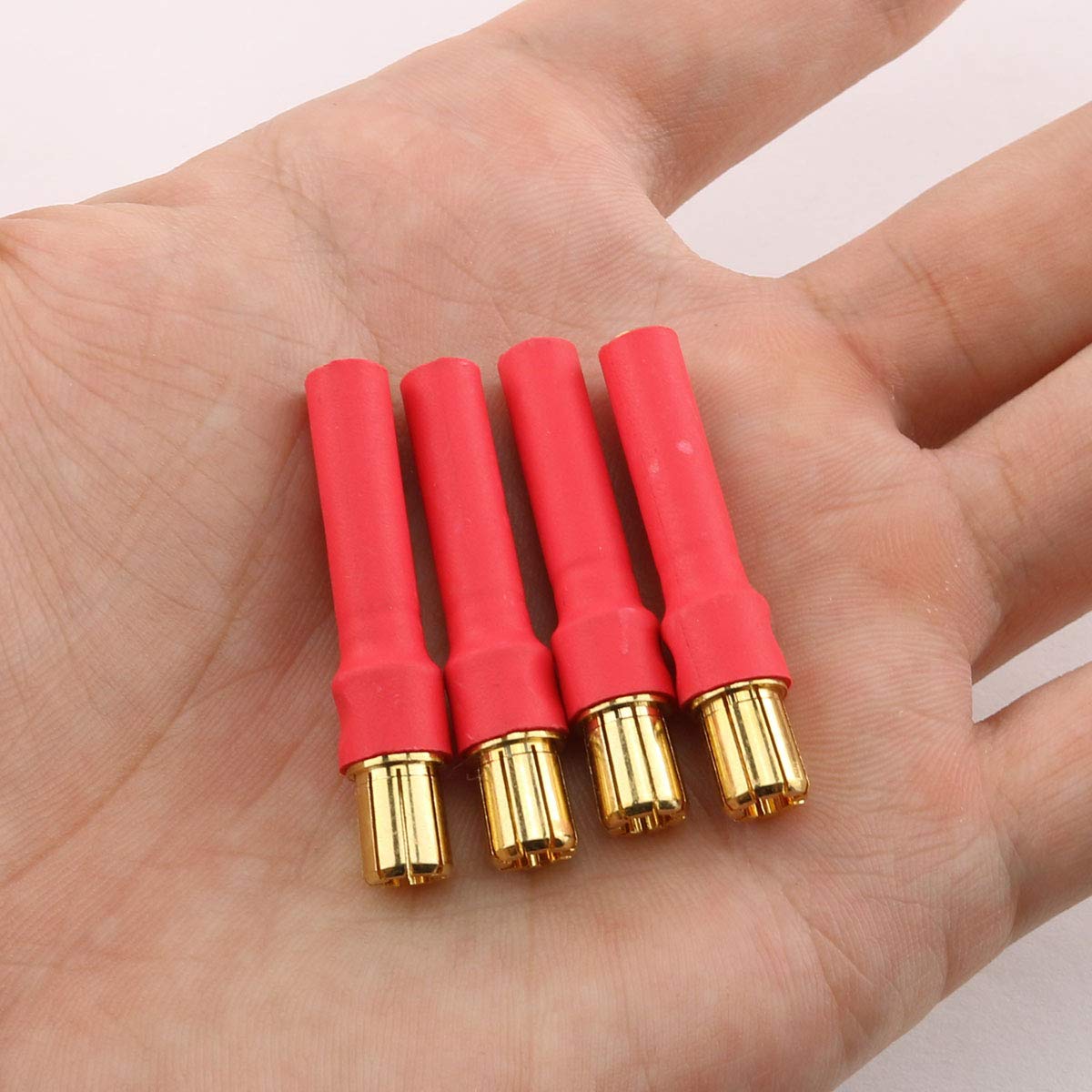 E-outstanding 4-Pack 4.0mm Female to 6.0mm Male Gold Plated Banana Bullet Connectors Plugs Conversion Adapter with Red Housing