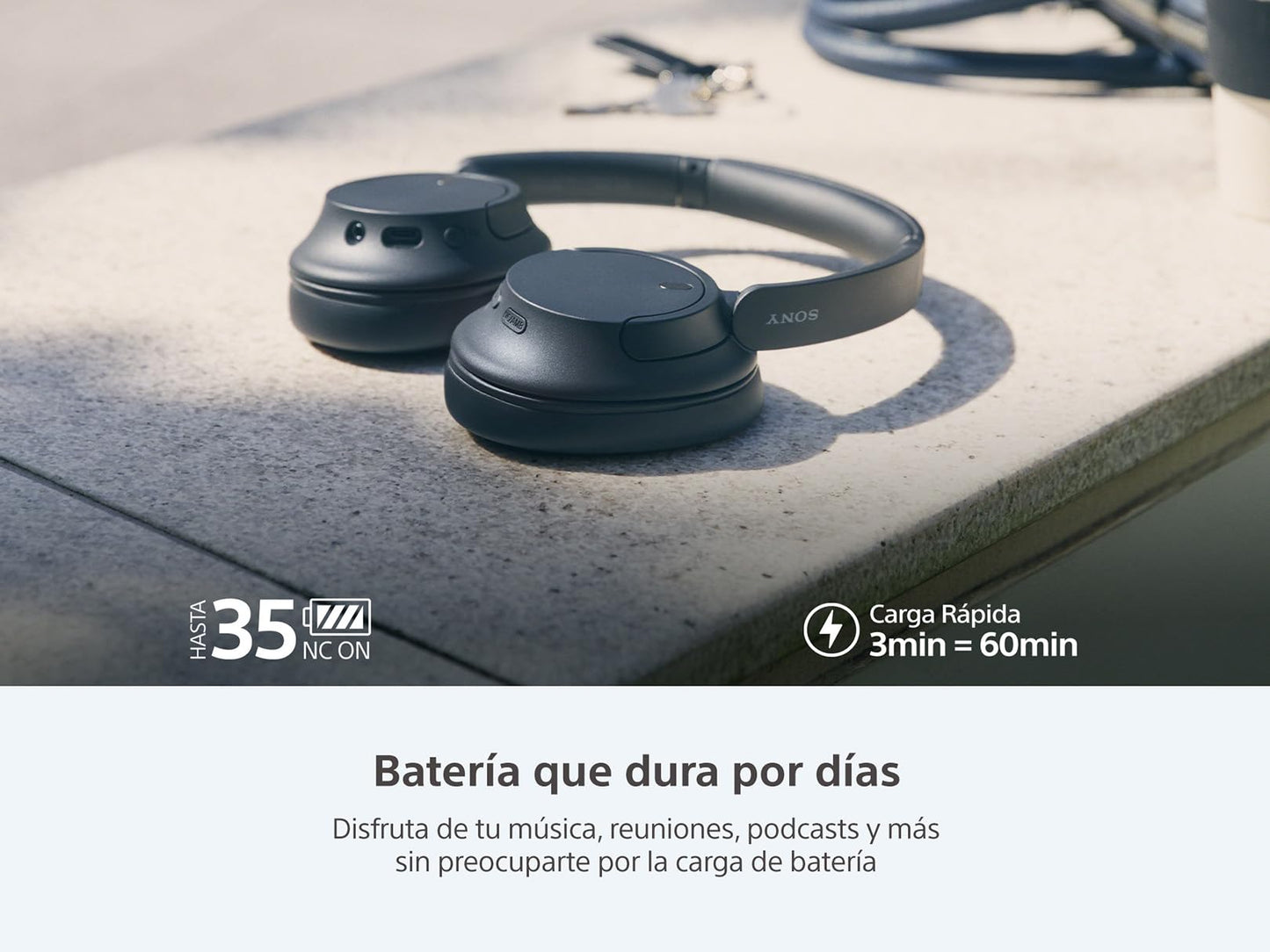 Sony WH-CH720N Noise Canceling Wireless Bluetooth Headphones - Built-in Microphone - up to 35 Hours Battery Life and Quick Charge - White (Renewed)