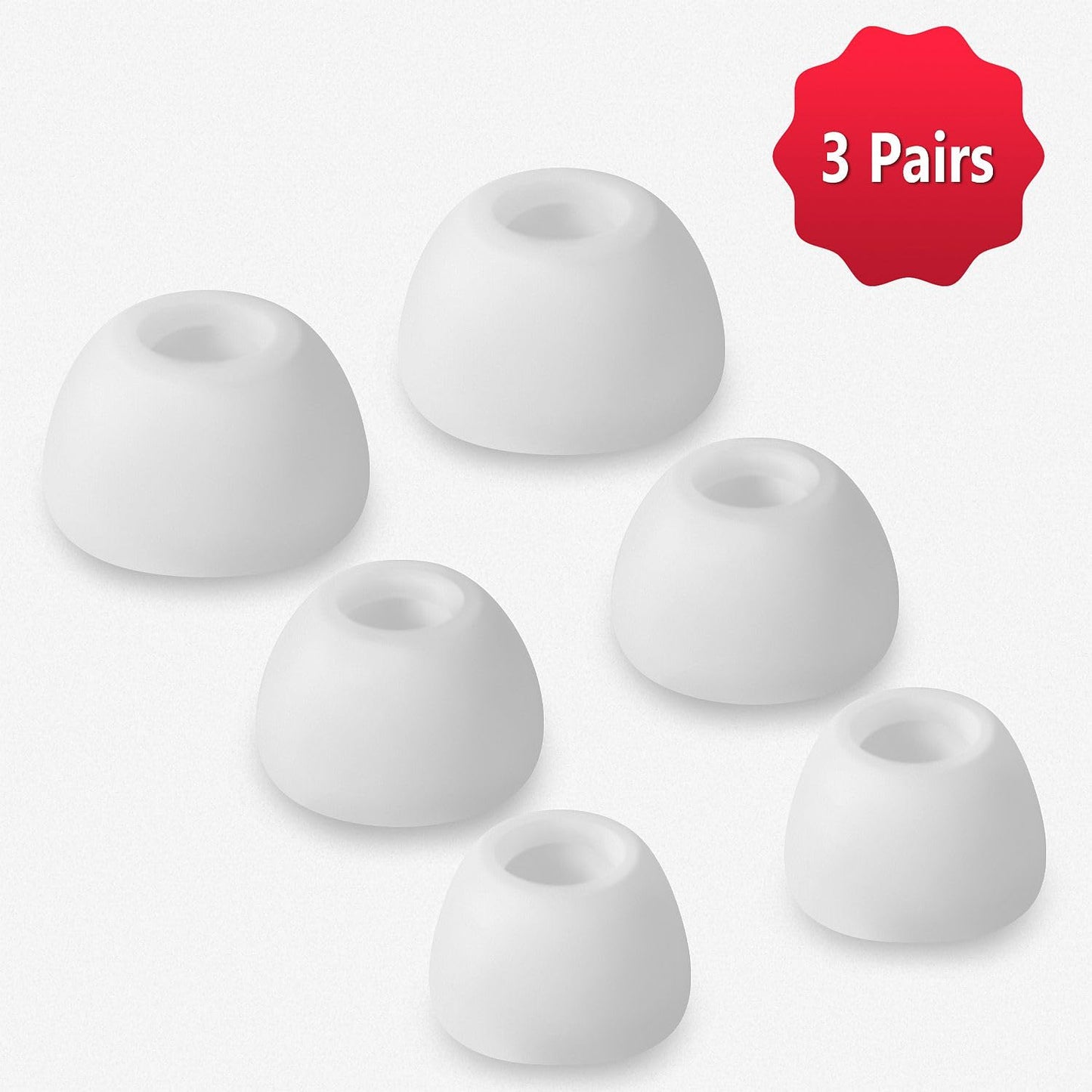 Geiomoo Silicone Ear Tips for JBL Vibe Beam 2 EarTips, JBL Vibe Beam Ear Tips, Replacement Eartips Earbuds Earpads (White, L/M/S)