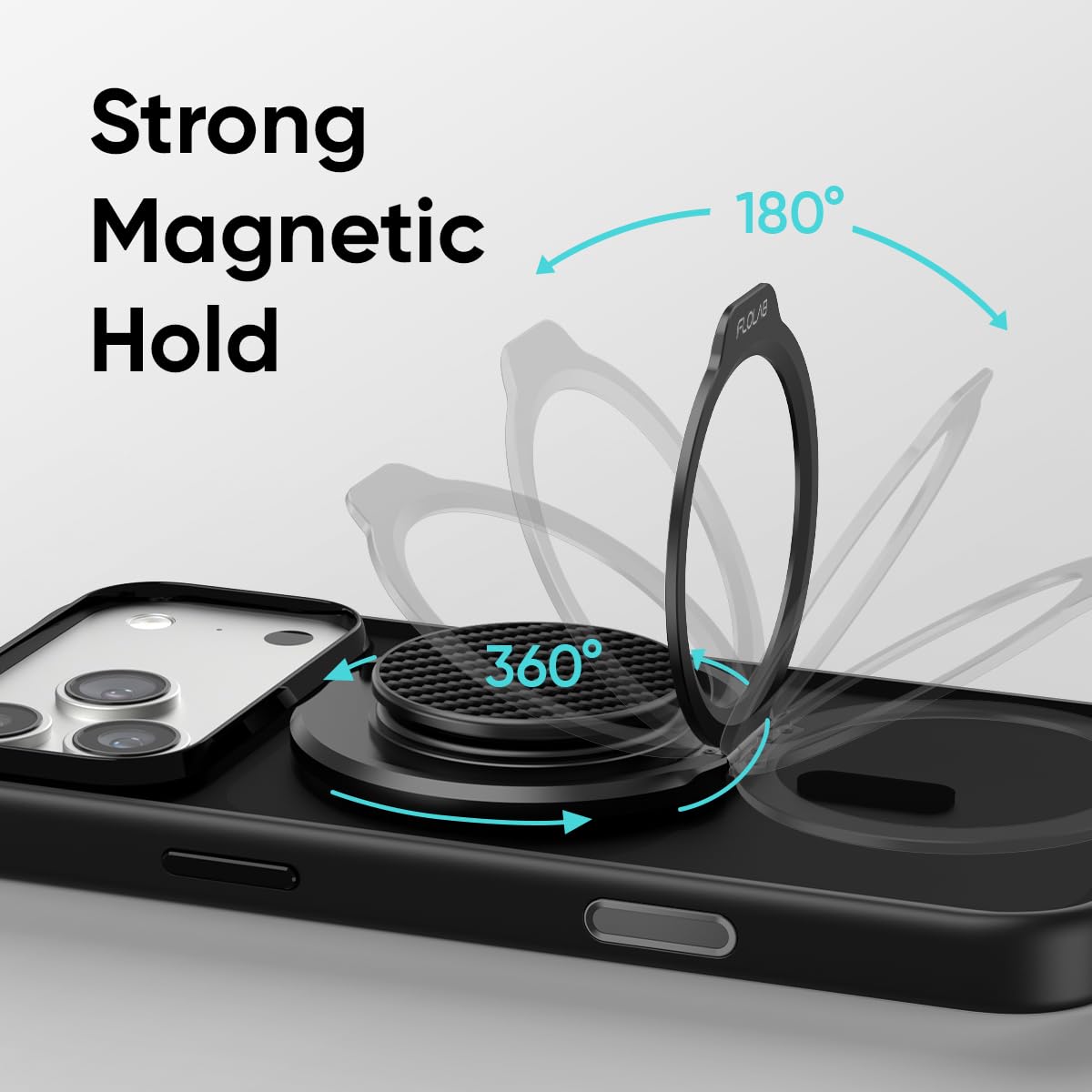 FLOLAB ForgeGrip Strong Magnetic Phone Holder & Phone Grip for MagSafe Grip iPhone Accessories Magnetic Phone Grip, Ring Holder & Stand, Satisfying