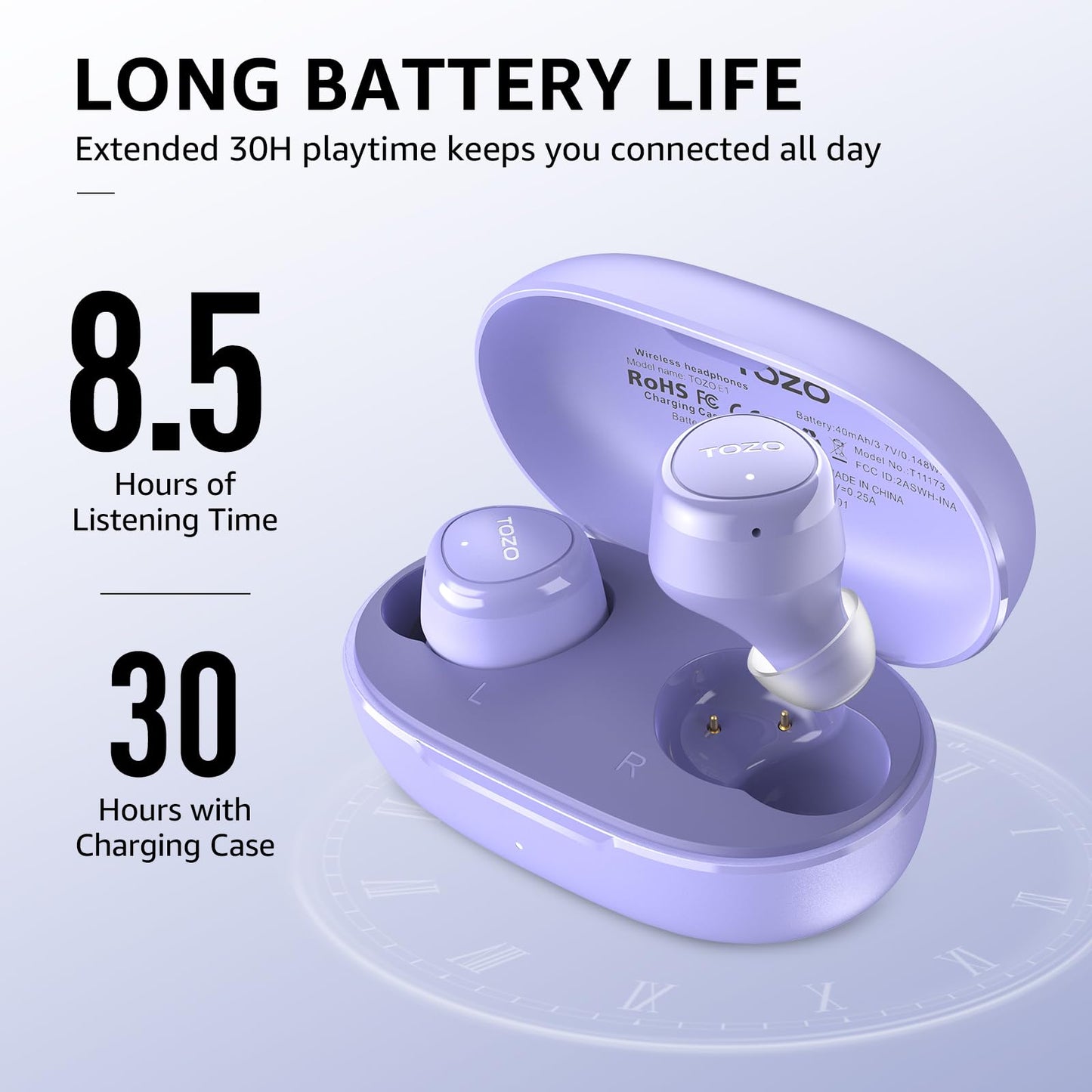 TOZO Wireless Earbuds Bluetooth 5.3 Ergonomic Light Weight in Ear Headphone