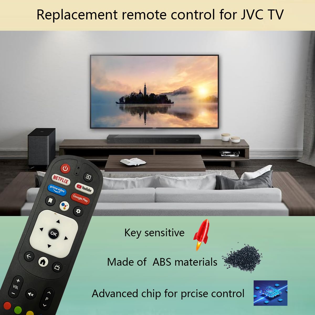 GHUST RM-C3287 Voice Remote Control Replacement for JVC Smart TV 50PFL5766 65PFL5704/F7 65PFL5504/F7 65PFL5604/F7 65PFL5766/F7 Remote Control