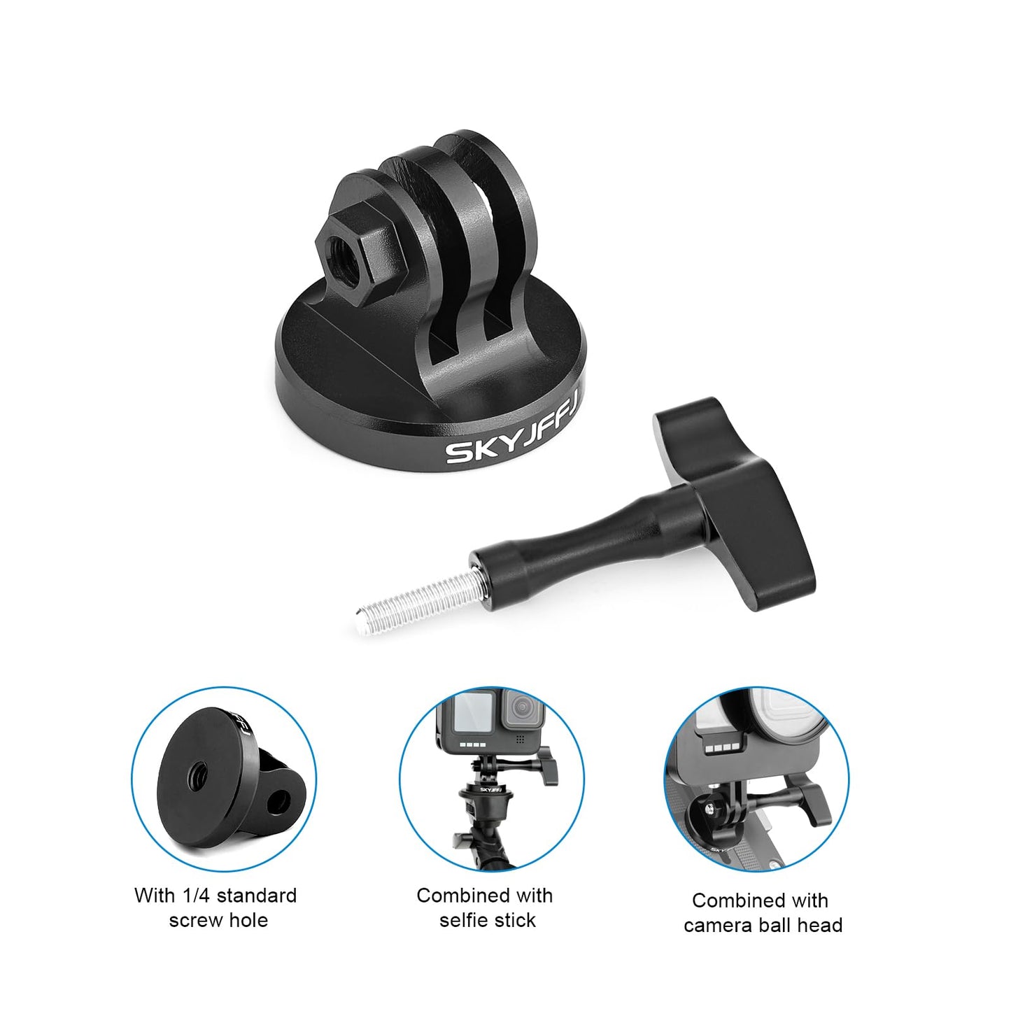 SKYJFFJ Aluminum-Tripod Adapter-Bolt-Adapter Compatible Action Camera Gopro Hero 13 12 11 10 9 8 DJI Osmo Insta360 AKASO and Other Action Camera