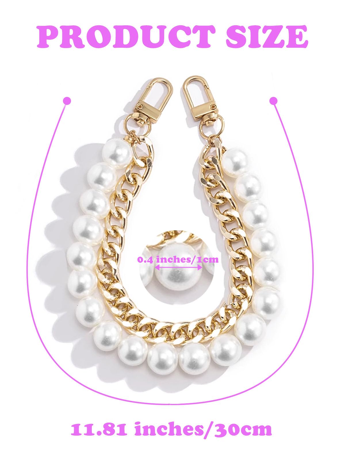 Phone Wrist Strap,Hands-Free Pearl Phone Lanyard with Tether Tab,Classic Pearl Beaded Phone Charm with Gold Chain Stylish Cell Phone Lanyard