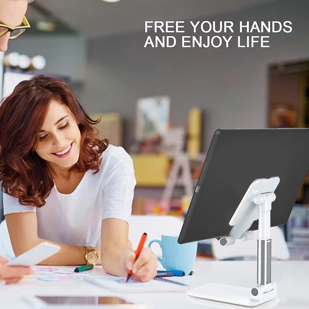 Meetuo 2 Pcs Cell Phone Stand, Adjustable Angle Height Phone Stand for Desk, Fully Foldable/Portable Phone Holder, Compatible with iPhone