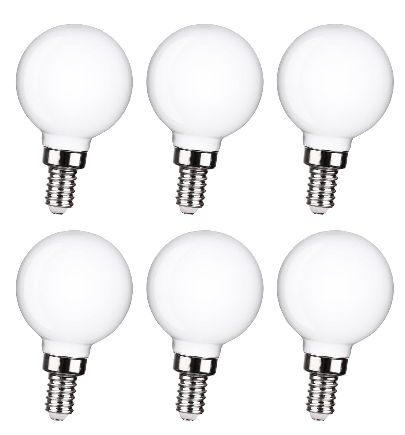 FUTIME 6Pack G50 LED Ceiling Fan Light Bulbs, Dimmable LED Candelabra Bulb