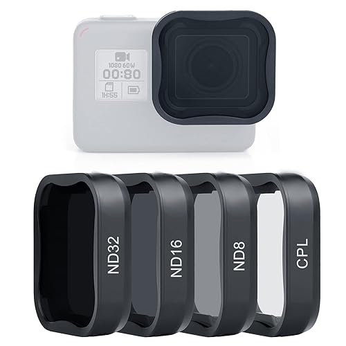 SOONSUN ND Filter Kit for GoPro Hero 5/6/7 Black, 4-Pack (ND8, ND16, ND32, CPL), Multi-Coated Optical Glass Neutral Density & Polarizer Lens Filter