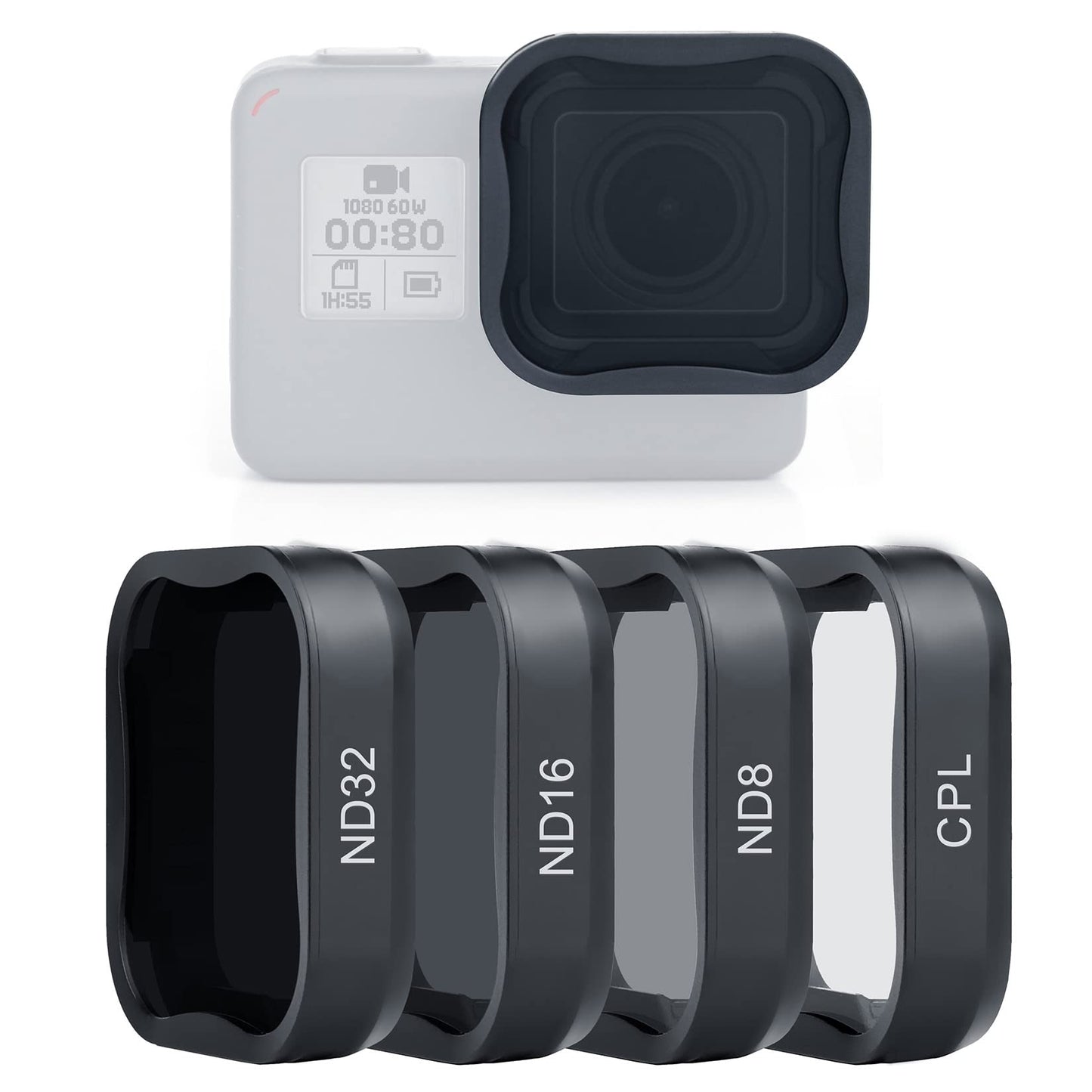 SOONSUN ND Filter Kit for GoPro Hero 5/6/7 Black, 4-Pack (ND8, ND16, ND32, CPL), Multi-Coated Optical Glass Neutral Density & Polarizer Lens Filter