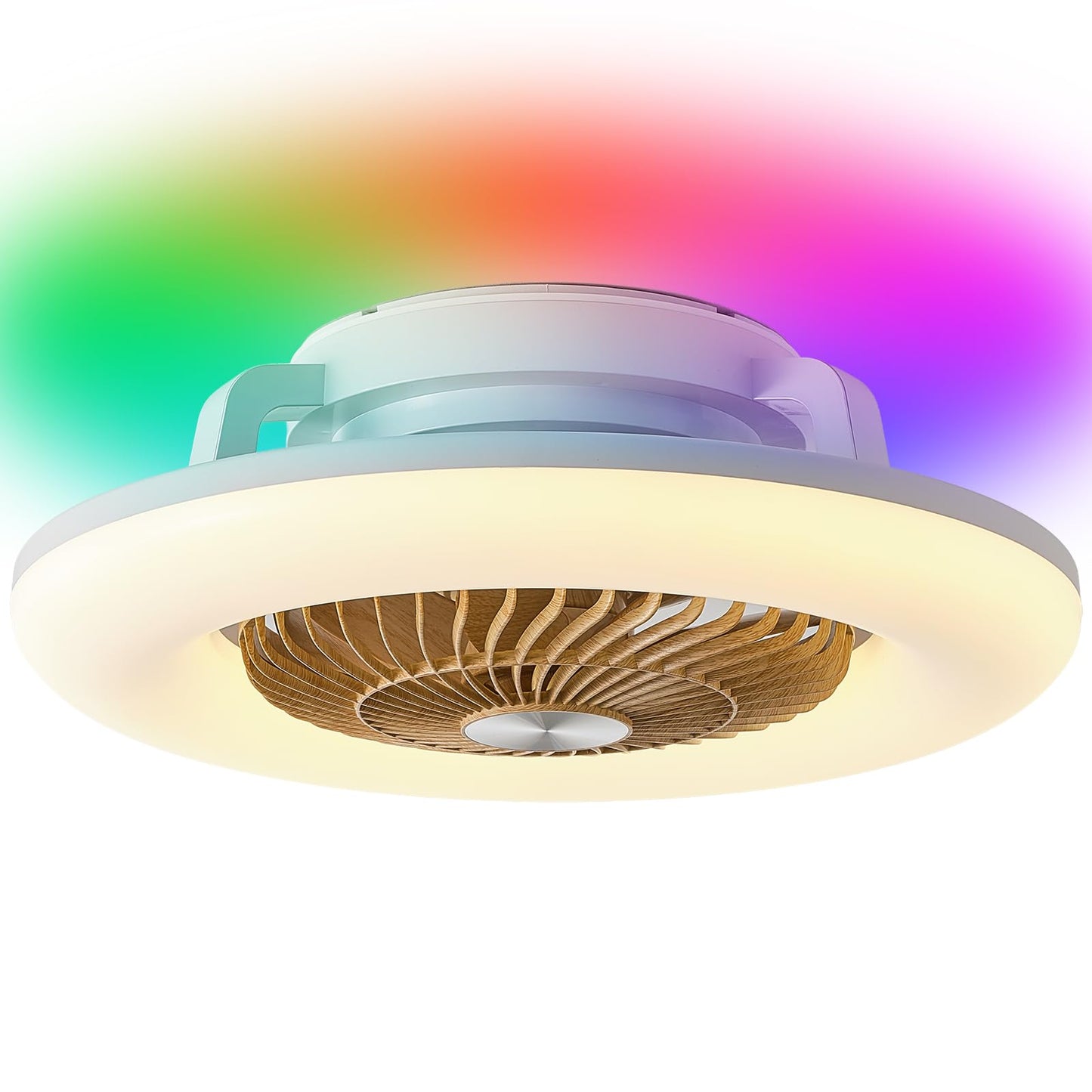 Thoxipn 22" Bladeless Ceiling Fan with RGB Light Remote/APP Control Natural