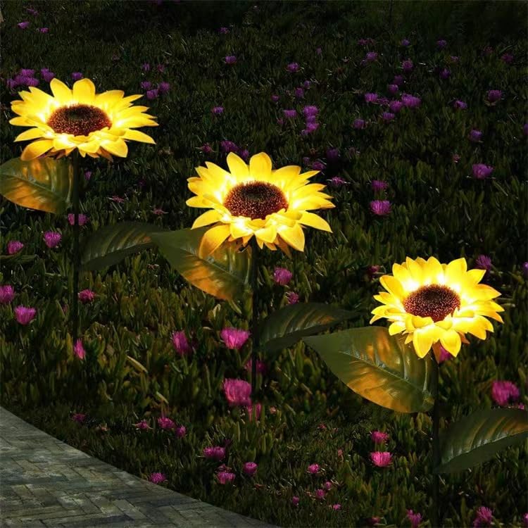 XBllcyiv 2 Pack Solar Garden Stake Lights, Outdoor Sunflower LED Solar Powered Lights for Patio Lawn Garden Yard Pathway Decoration (Sunflower Warm