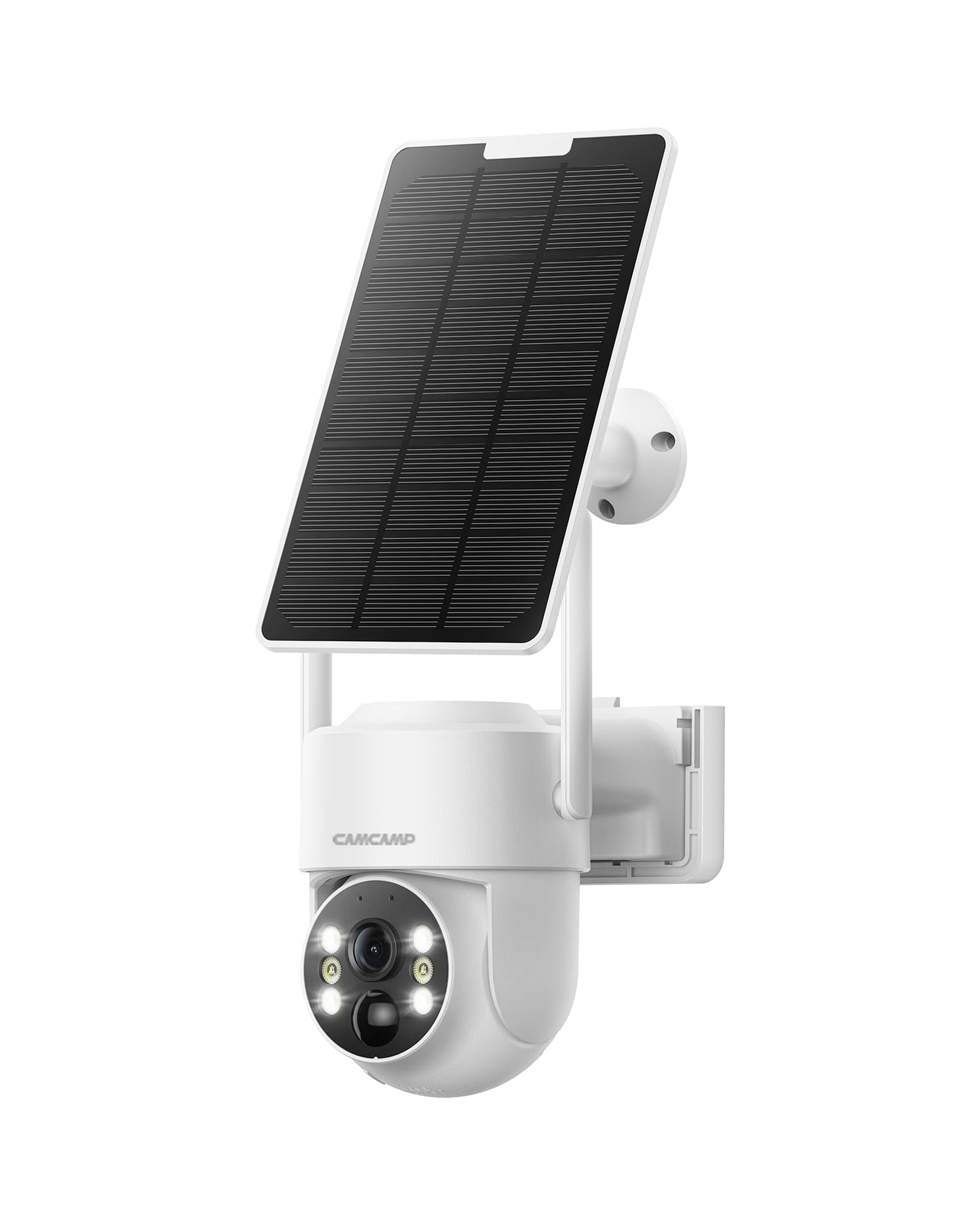 CAMCAMP 2K PTZ Wireless Solar Security Camera Outdoor for Solar Powered Home Security Camera Wireless System, No WiFi Need, Color Night Vision PIR