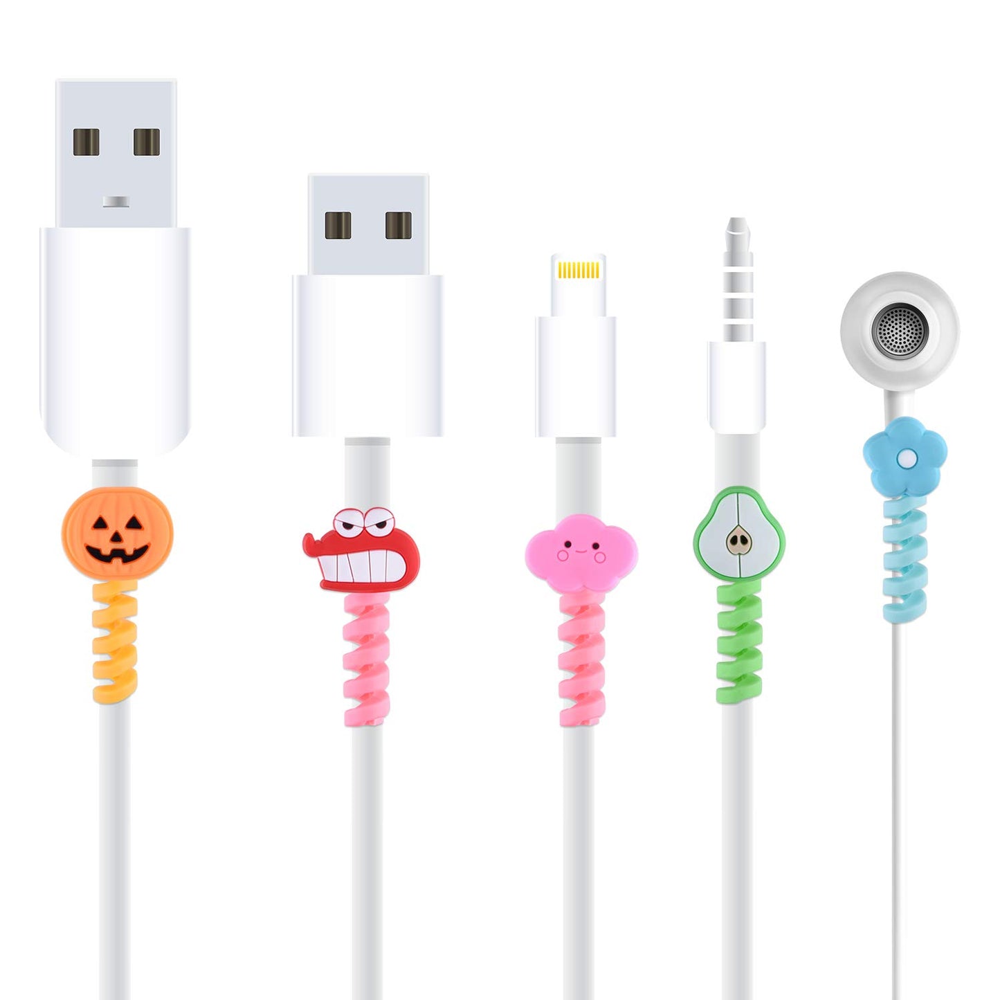 ASTARON 20 Pcs Cartoon Charger Cable Protectors USB Charger Cable Saver Silicone Flexible Cable Wire Protectors for Most Cellphone Data Lines Phone