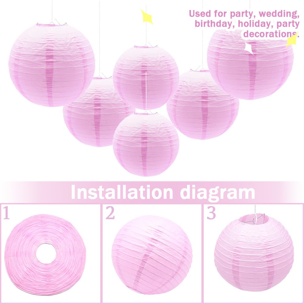 Yosawa 6 Pcs Paper Lanterns Decorative Round Paper Lantern Hanging Paper Lanterns for Party, Classroom, Wedding, Halloween,Christmas,Home Decoration ?
