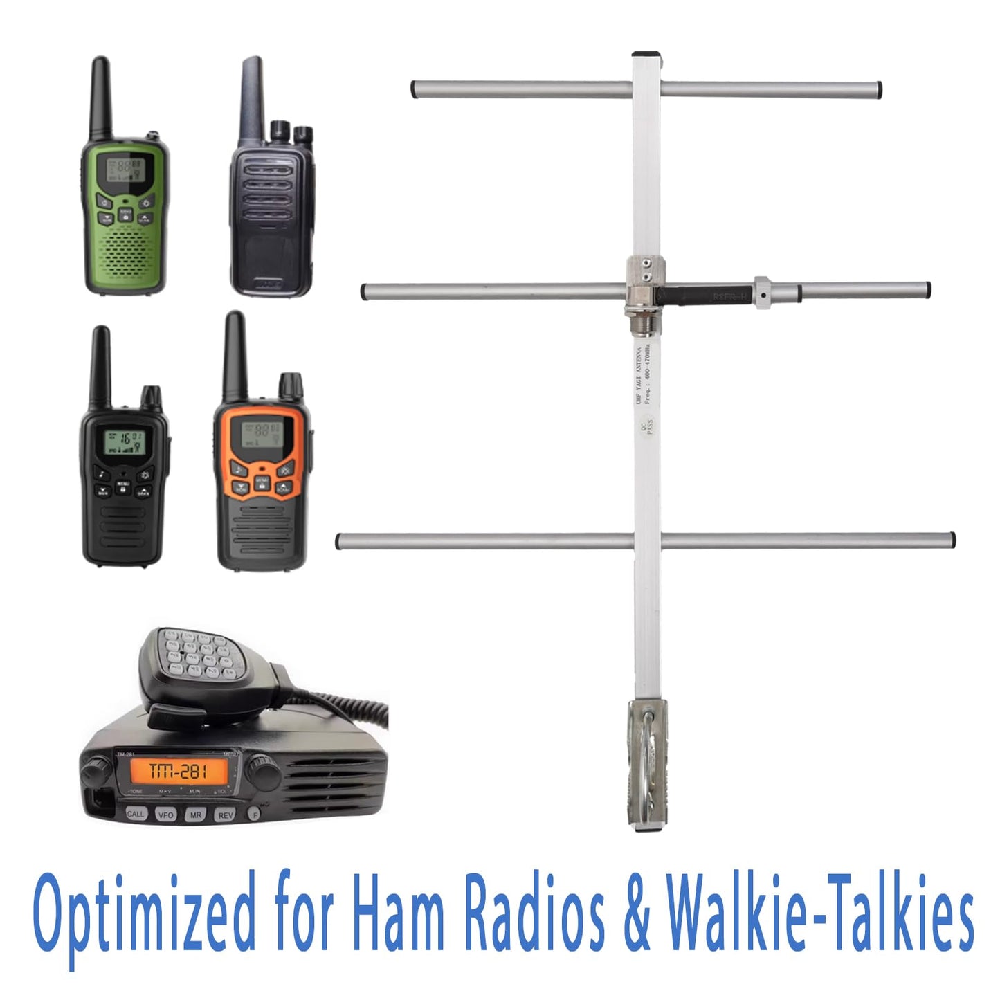 GTOMNI GMRS Yagi Antenna for 70CM UHF Dual Band 400-470Mhz Ham Walkie with High Gain 7DBI Outdoor Antenna for Ham Radio Transceiver Repeater SL16