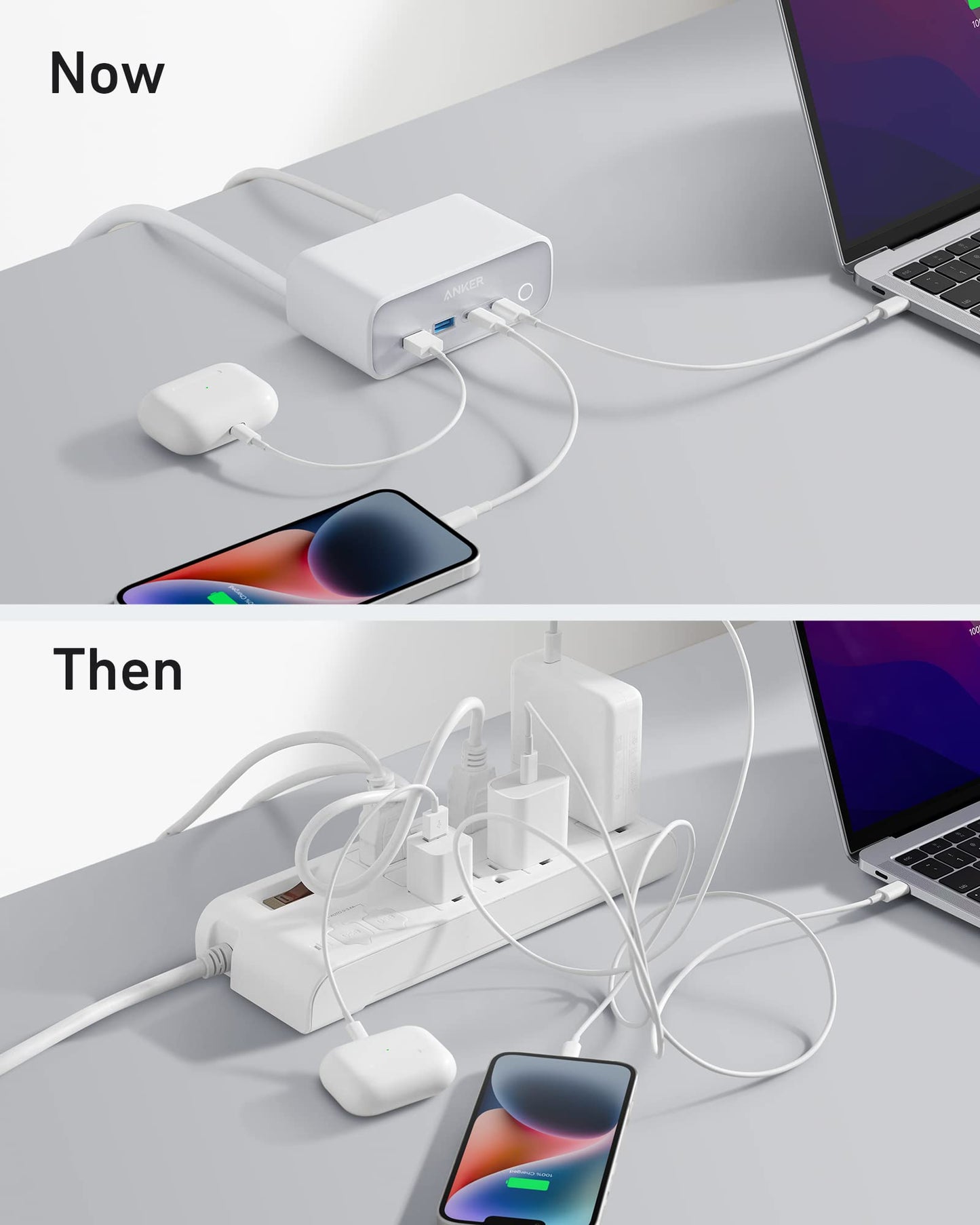 Anker 525 Charging Station, 7-in-1 USB C Power Strip for iphone13/14, 5ft Extension Cord with 3AC,2USB A,2USB C,Max 65W Power Delivery Desktop
