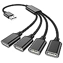 POHFP USB Splitter 1 in 4 Out, USB Y Cable, 1Ft/ 30cm A Male to 4 Female Extension Cord for TV/PC/Laptop/MacBook/Keyboard/ PS4/ PS5/ Flash