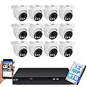 GW Security 16 Channel NVR UltraHD 12MP 4K @30FPS Face/Human/Vehicle Detection PoE Security Camera System with 12 x 12MP IP Microphone Smart AI Dome