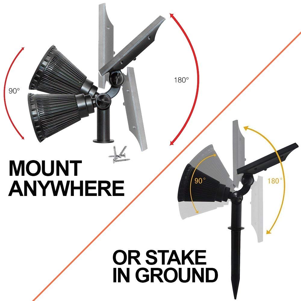 SOLVAO Solar Spot Light | Ultra Bright, All-Weather-Resistant, Waterproof | Auto On/Off Sensor, Adjustable 270° | Rechargeable LED for Outdoor
