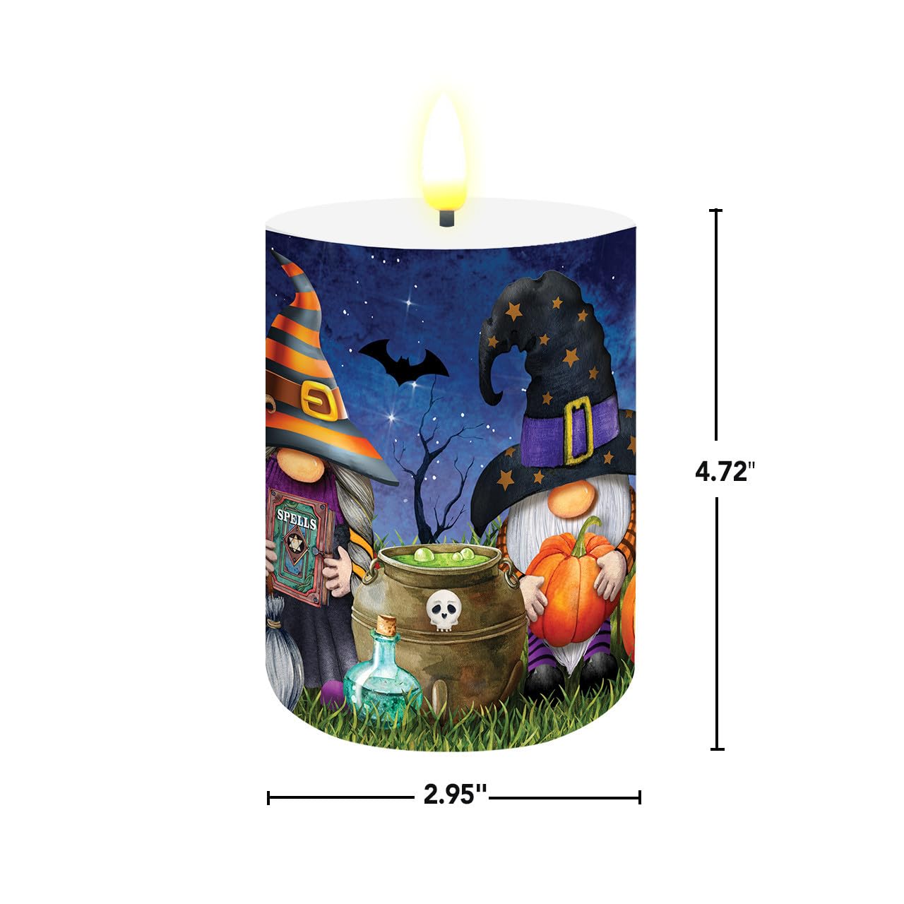 Briarwood Lane Flameless Candle 6x3 Halloween Gnomes Flameless Candle with Timer for Halloween